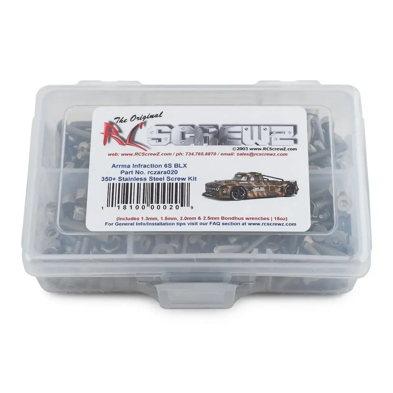 RC Screwz RCZARA020 RC Screwz Arrma RC Infraction 6S BLX Stainless Steel Screw Kit