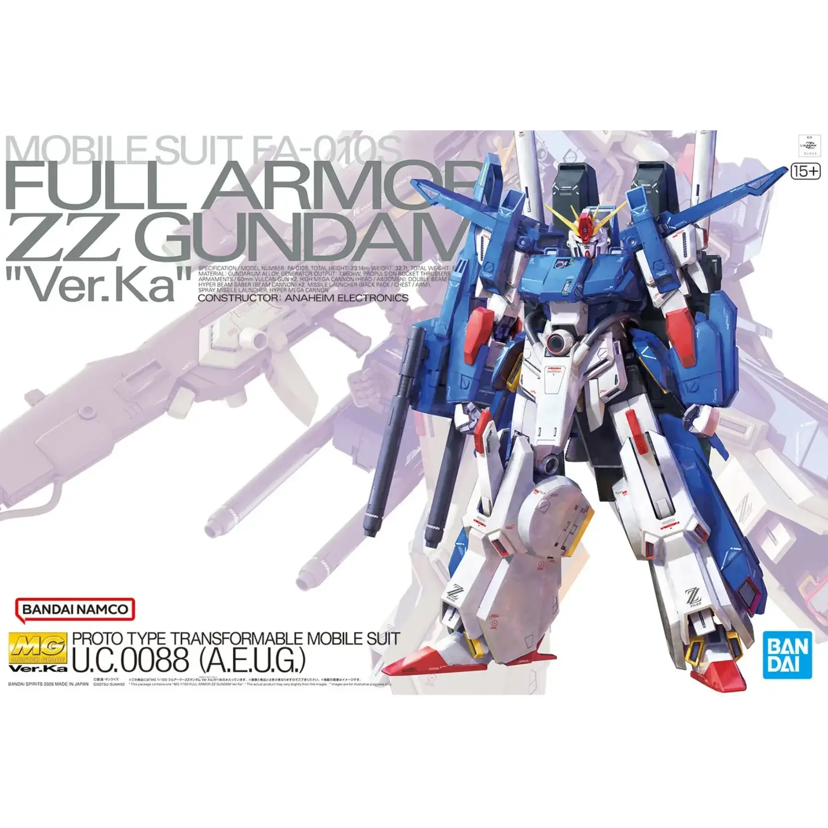 Bandai BAN2805080 Bandai MG Full Armor ZZ Gundam ver. Ka "Mobile Suit Gundam ZZ"