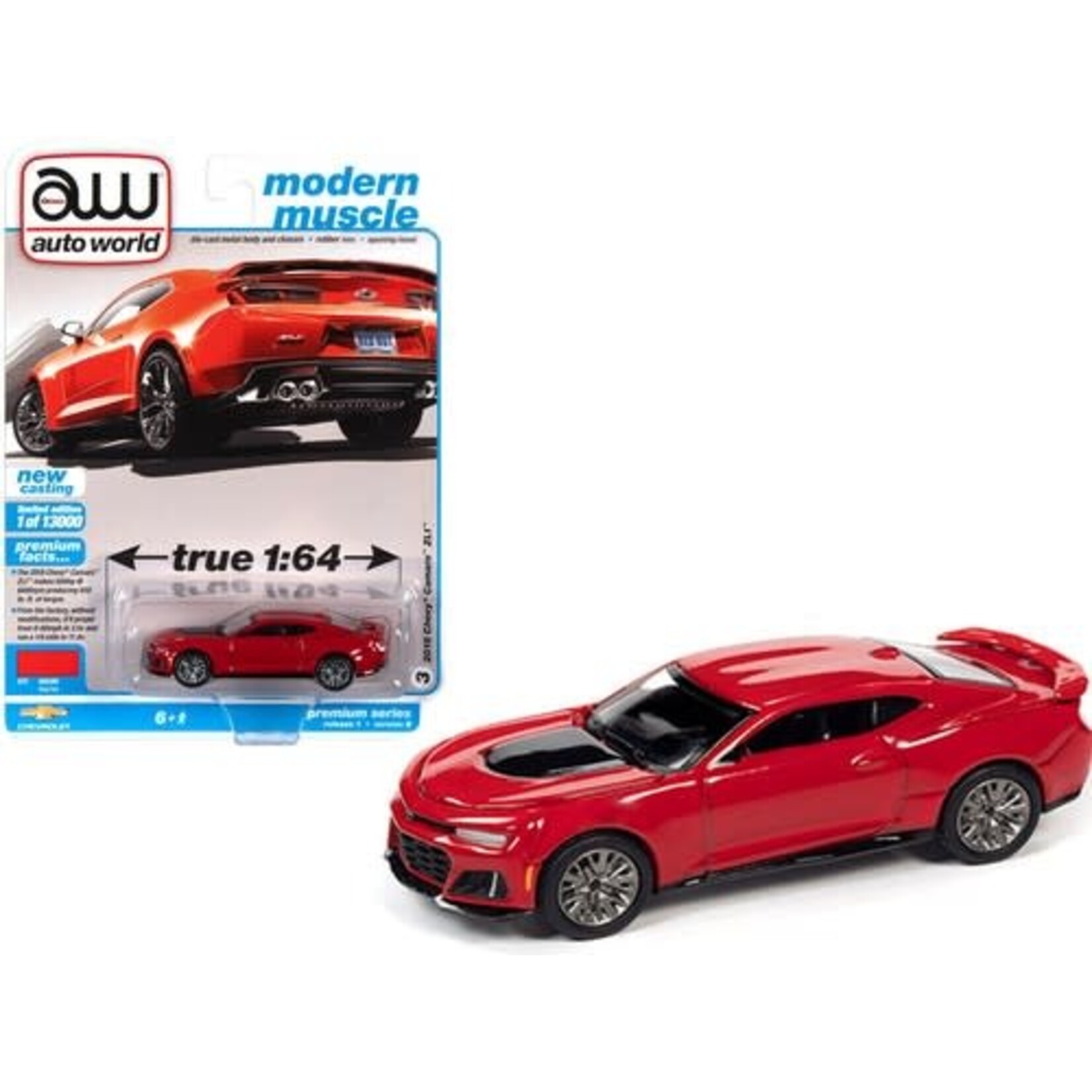 Auto World AWSP059B Auto World 2018 Chevy Camaro ZL1 (RED HOT) 1:64 Scale Diecast