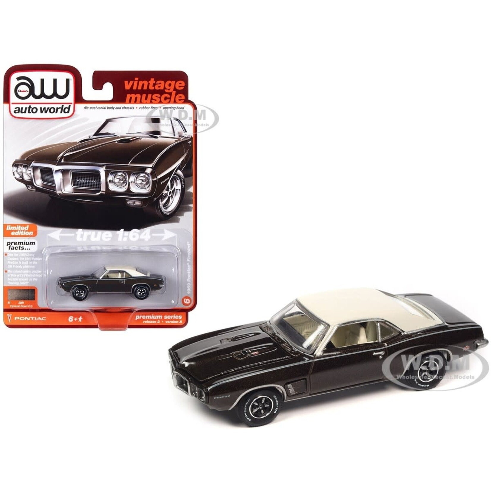 Auto World AWSP133A Auto World 1969 Pontiac Firebird Espresso Brown Poly