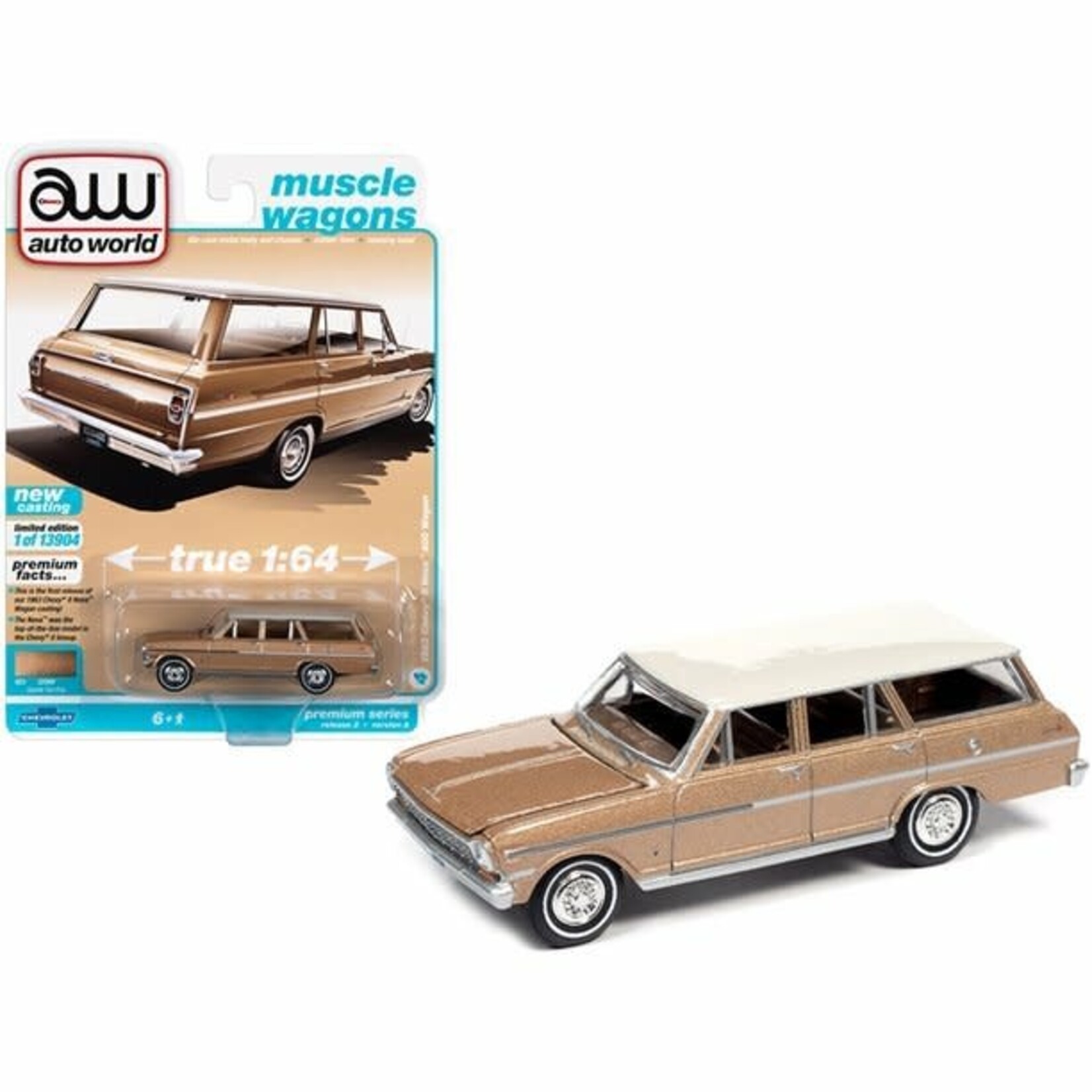 Auto World AWSP067A Auto World 1963 Chevy II Nova 400 Wagon 1:64 Scale Diecast Car