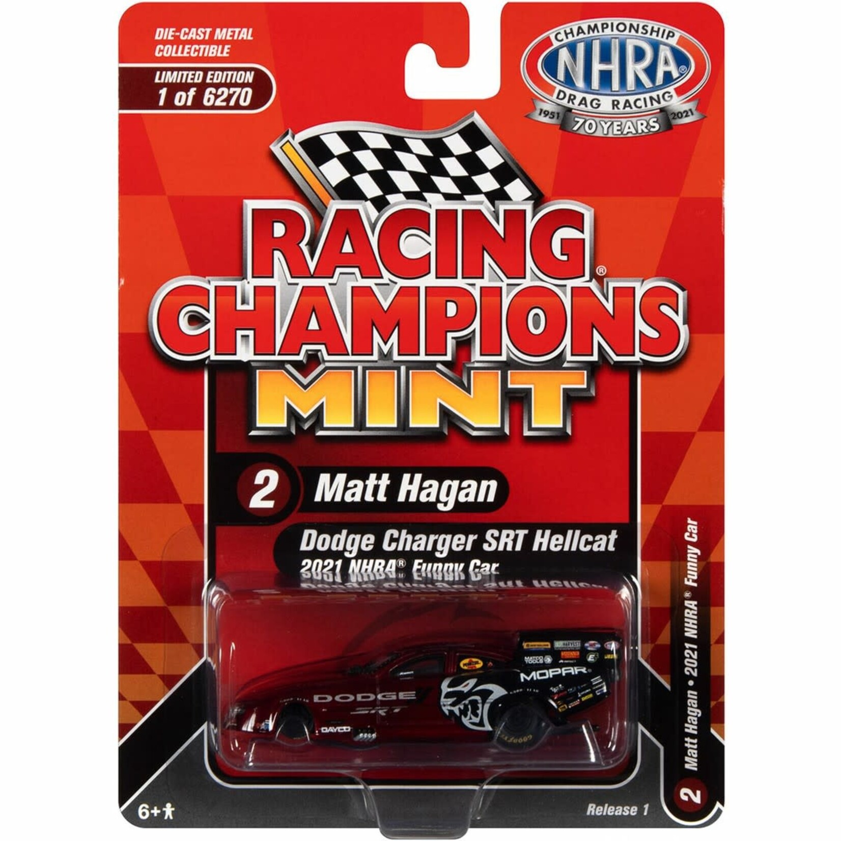 Racing Champions RCSP017 Racing Champions Matt Hagan 2021 NHRA Funny Car Dodge Charger SRT