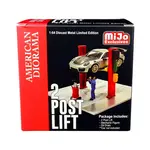 American Diorama AD-38375MJ American Diorama MiJo Exclusives 1:64 scale Figures 2 Post Lift & Oil Drain Red