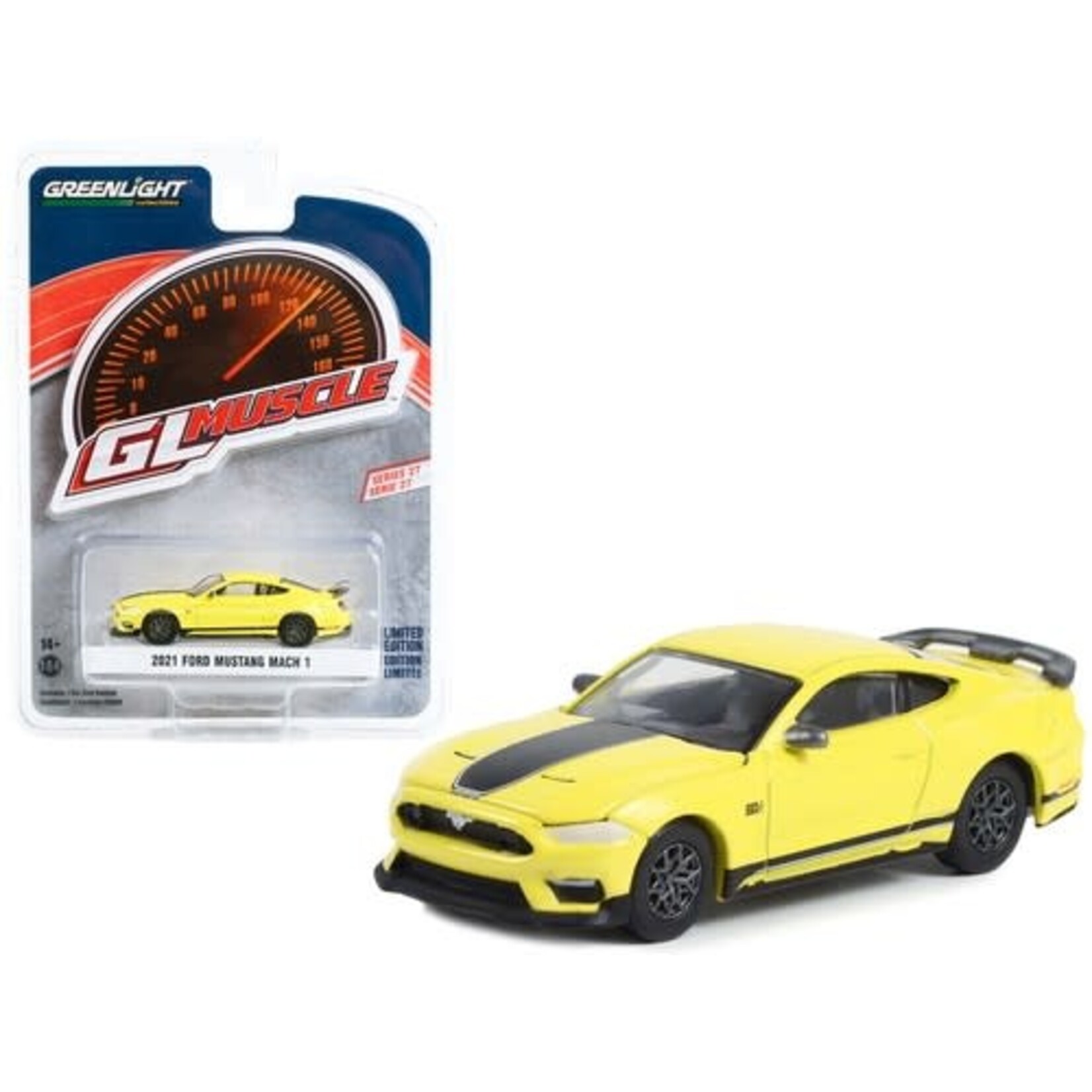 Greenlight GLT13320-F Greenlight 1:64 2021 Ford Mustang Mach 1 (Grabber Yellow with Black Stripes) GL Muscle Series 27