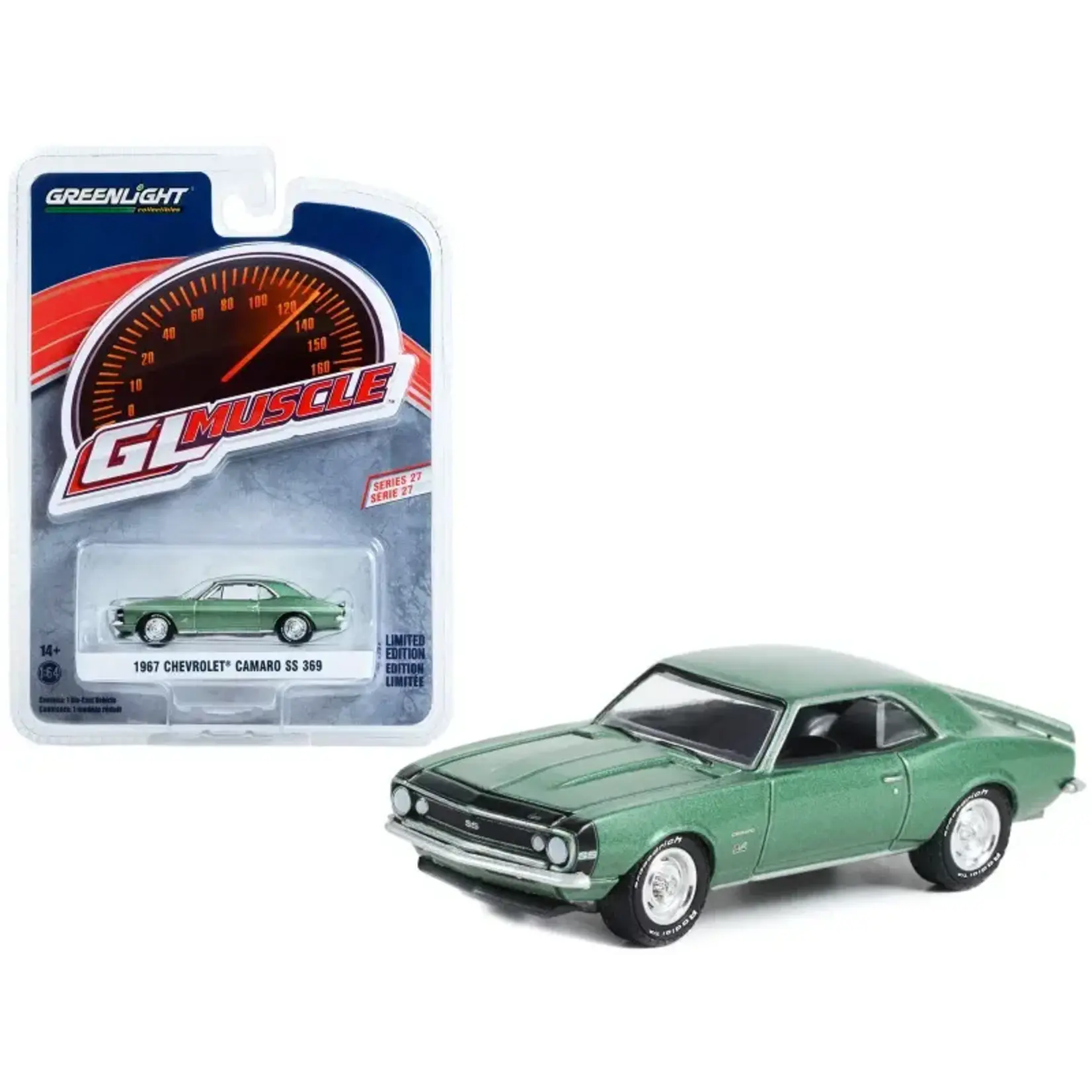 Greenlight GLT13320-A Greenlight 1:64 1967 Chevrolet Camaro SS 369 (Mountain Green) GL Muscle Series 27