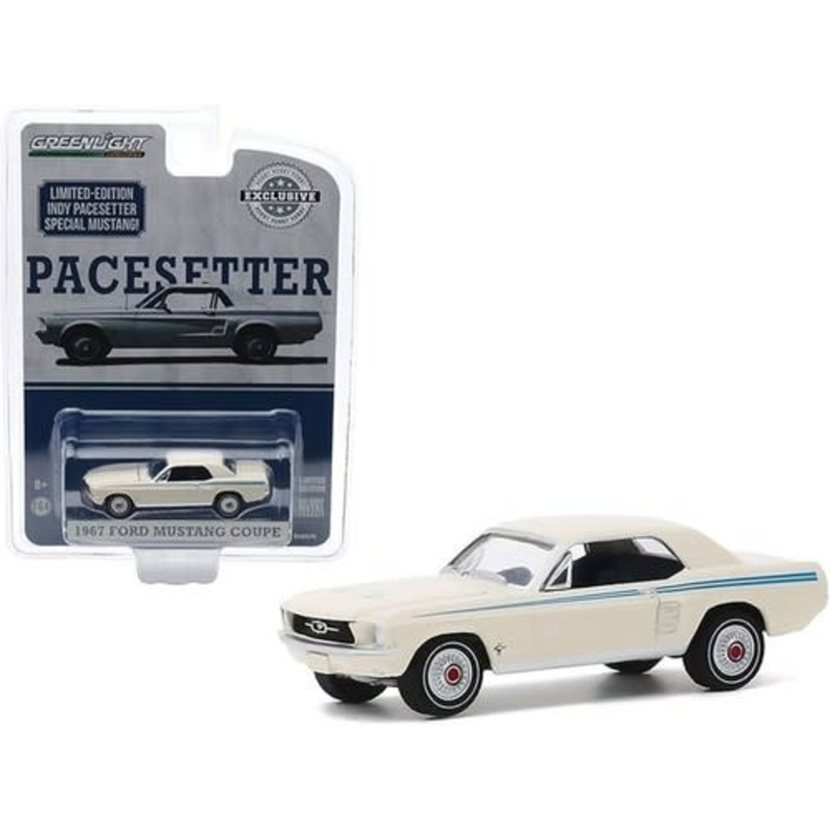 Greenlight GLT30161 Greenlight 1967 Ford Mustang Coupe Indy Pacesetter Wimbledon White