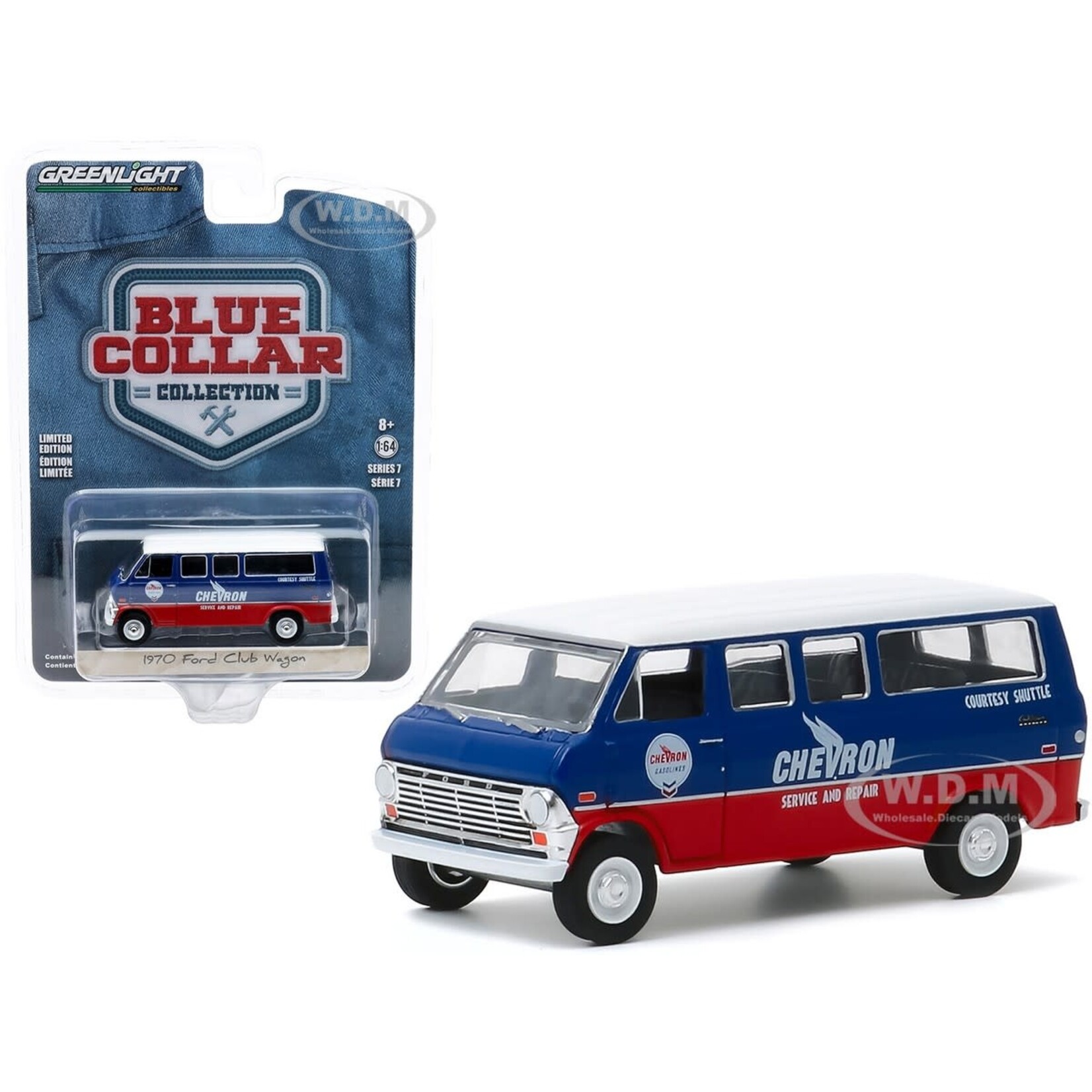 Greenlight GLT35160-A Greenlight 1970 Ford Club Wagon Chevron Blue Collar