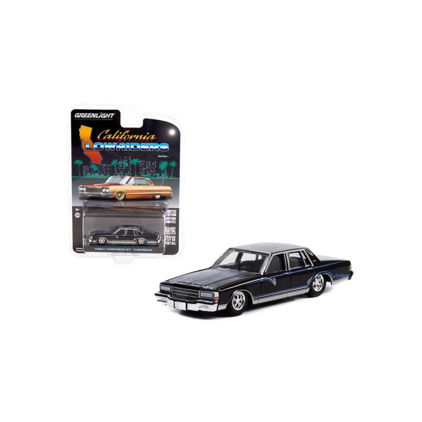 Greenlight GLT63010-D Greenlight 1987 Chevrolet Caprice Lowrider Custom Black California Lowriders Series 1