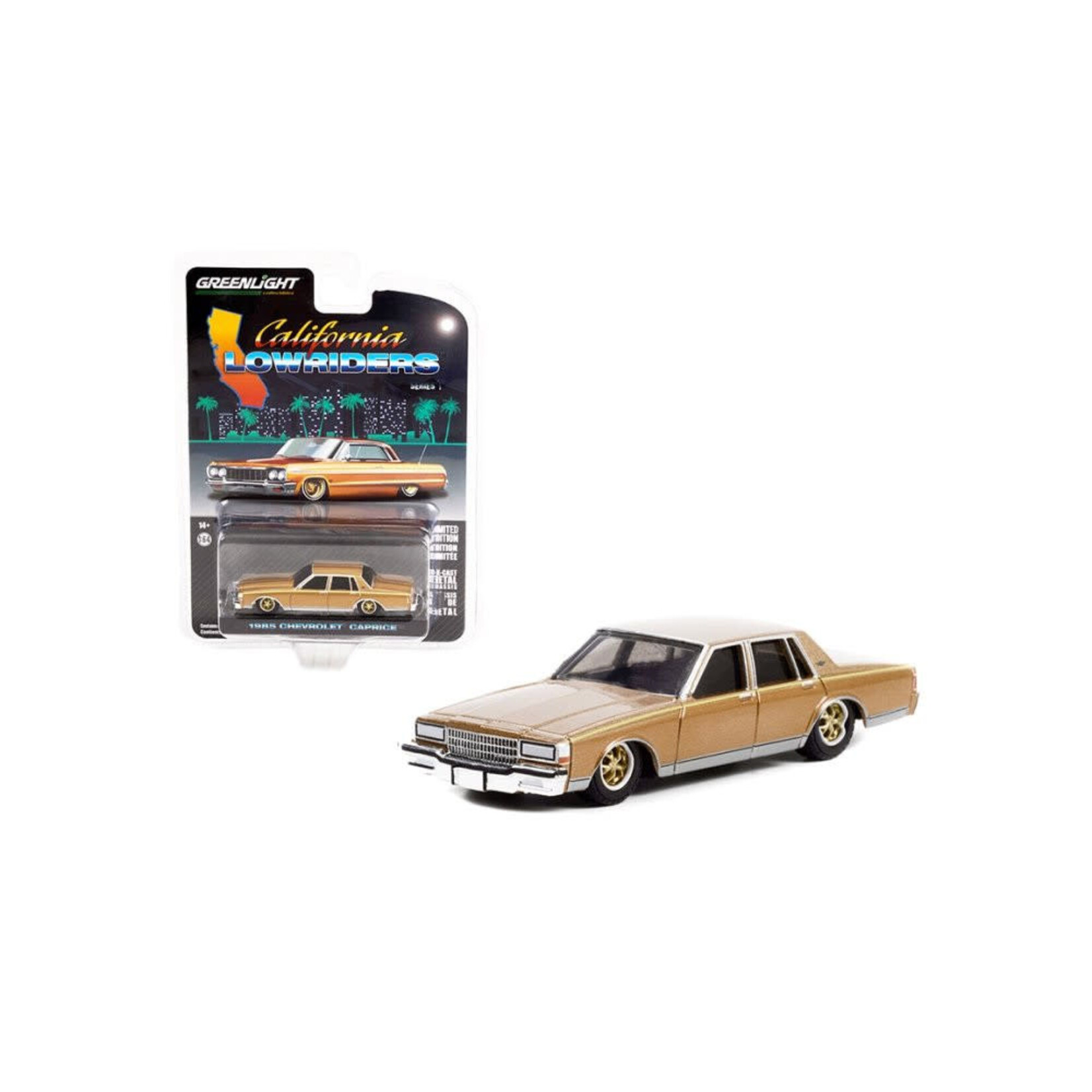 Greenlight GLT63010-C Greenlight 1985 Chevrolet Caprice Lowrider Custom Gold California Lowriders Series 1