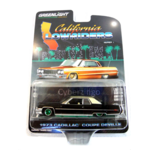 Greenlight GLT63010-E CHASE Greenlight 1973 Cadillac Coupe deVille Black with Gold Wheels California Lowriders Series 1