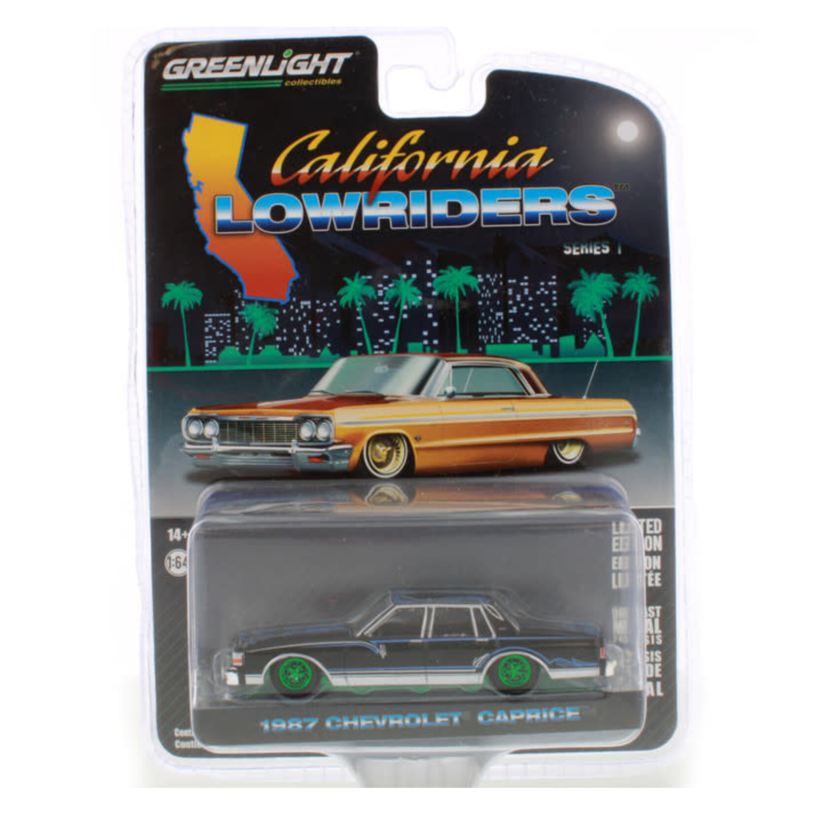 Greenlight GLT63010-D CHASE Greenlight 1987 Chevrolet Caprice Lowrider Custom Black California Lowriders Series 1