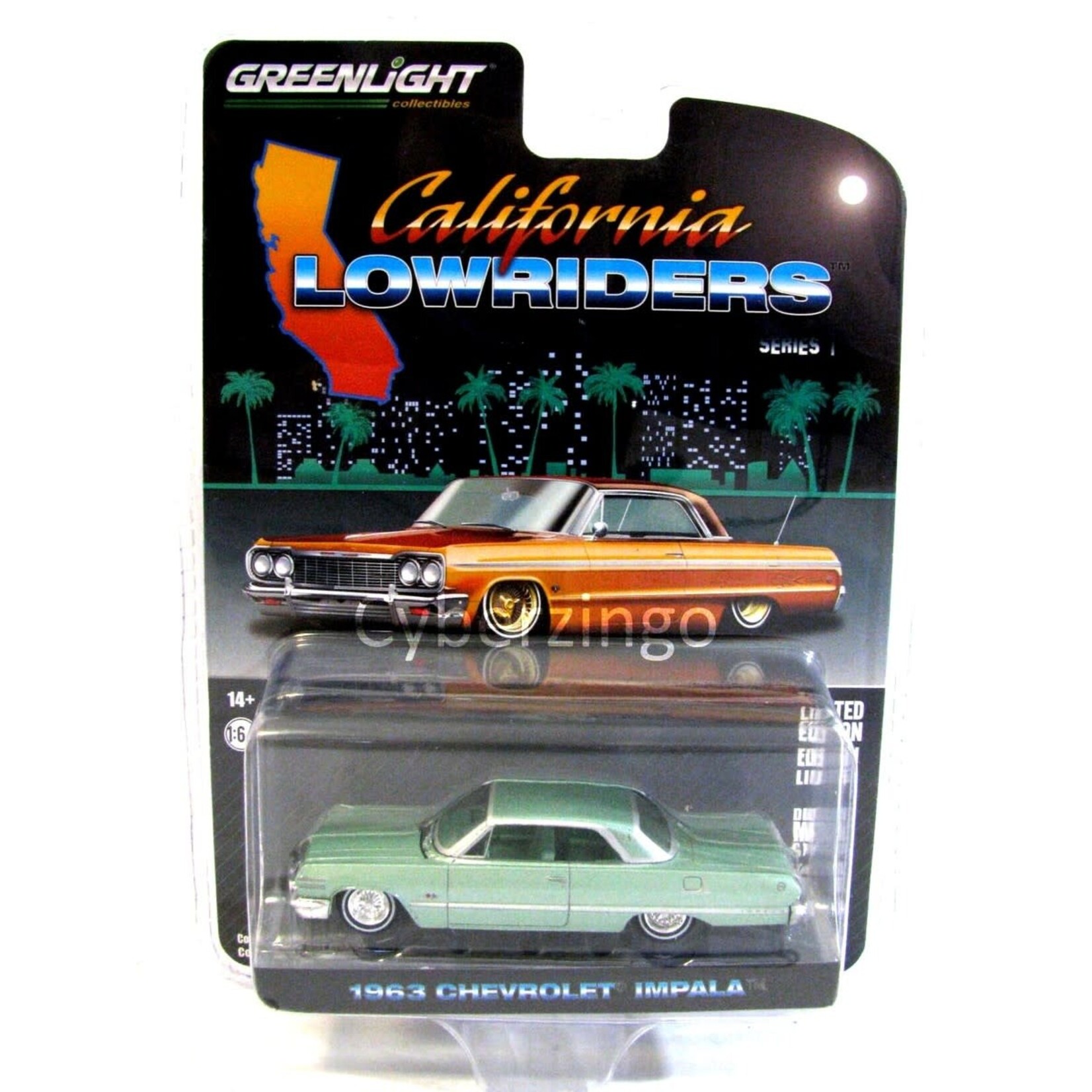 Greenlight GLT63010-B Greenlight 1963 Chevrolet Impala Lowrider Custom Light Green California Lowriders Series 1