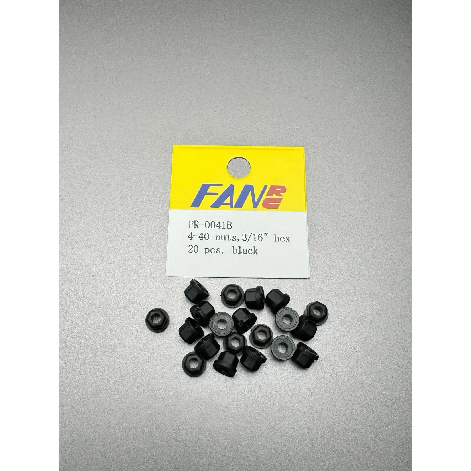 Fan RC FR-0041B FanRC 4-40 Nylon Nuts, 20 Pcs 3/16" Hex, Black Fits RC10