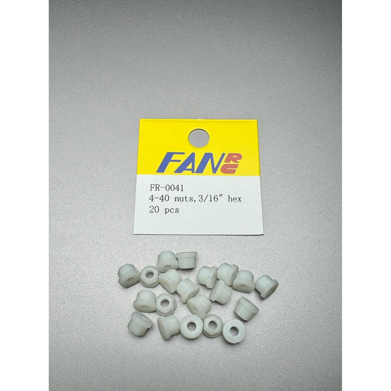 Fan RC FR-0041 FanRC 4-40 Nylon Nuts, 20 Pcs 3/16" Hex, White Fits RC10