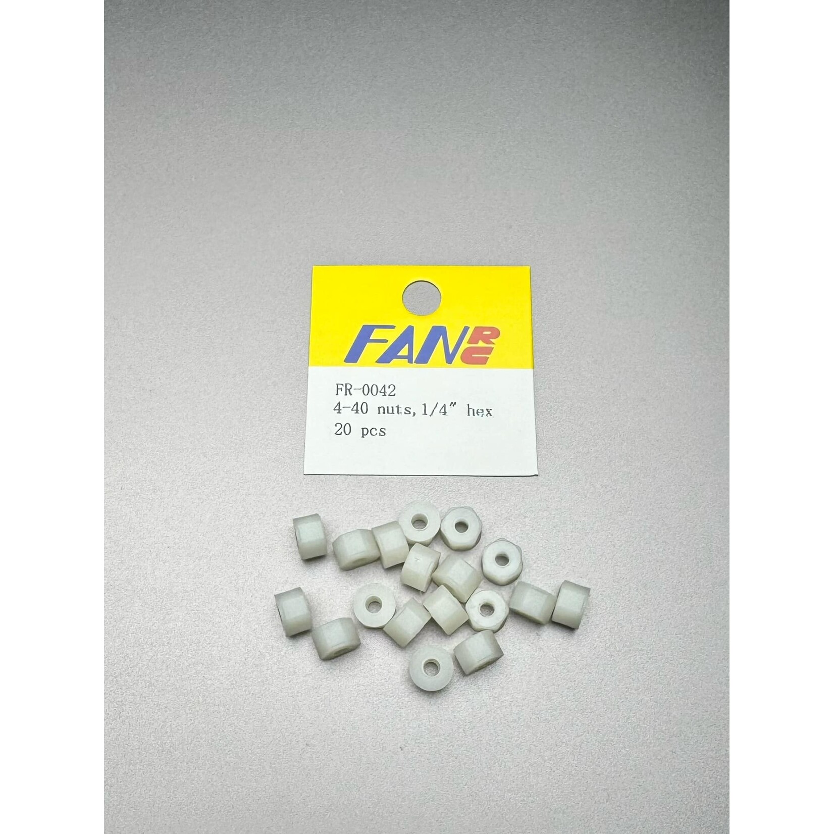 Fan RC FR-0042 FanRC 4-40 Nylon Nuts, 20 Pcs 1/4" Hex, White Fits RC10
