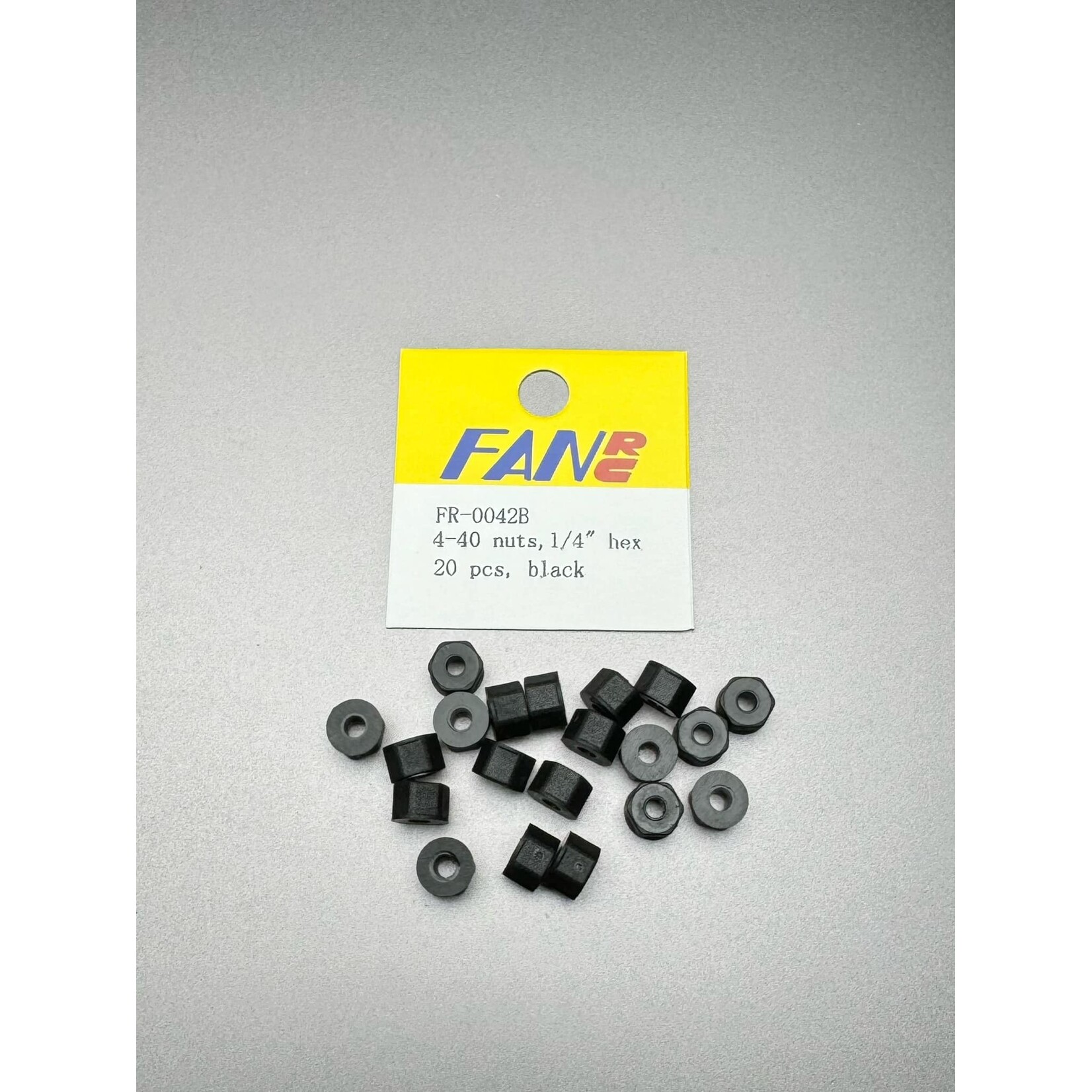 Fan RC FR-0042B FanRC 4-40 Nylon Nuts, 20 Pcs 1/4" Hex, Black Fits RC10
