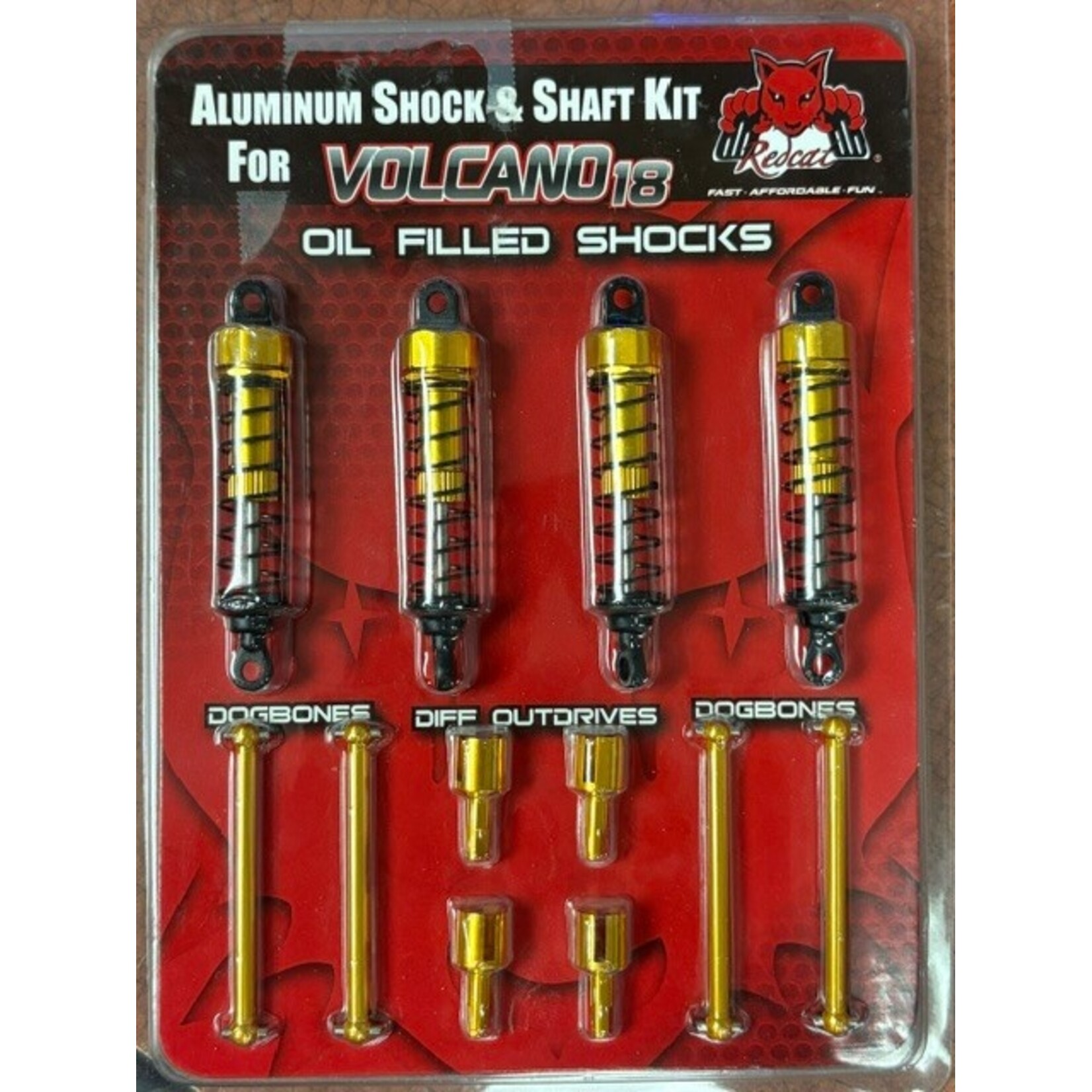 Redcat Racing E18MST-S1 Redcat Aluminum Kit for Volcano-18 includes M608 Aluminum Dogbones Qty 4; M602 Aluminum Shocks Qty 4; M613 Aluminum Diff Outdrives Qty 4