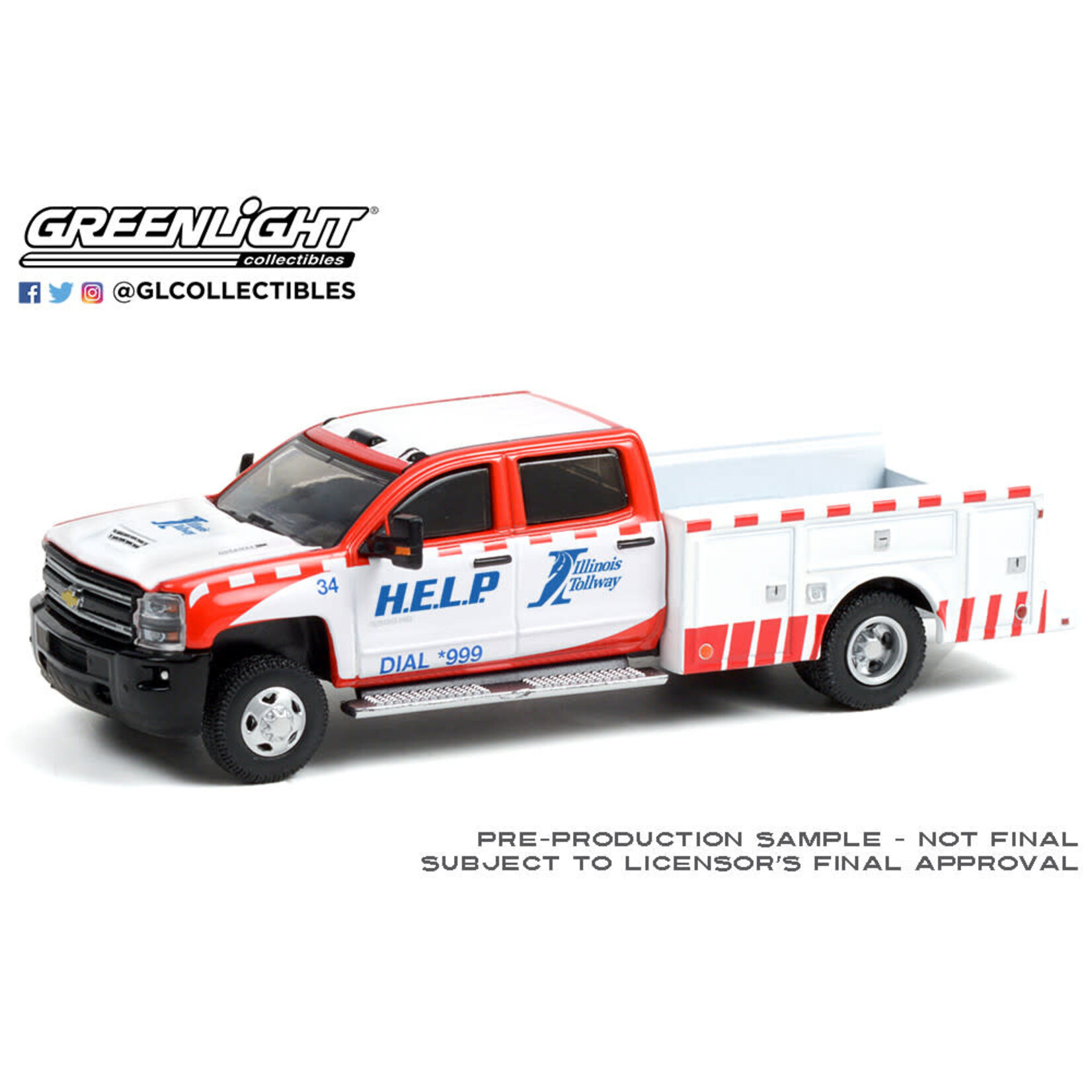 Greenlight GLT46070-D Greenlight 2018 Chevy Silverado 3500 Dually Service Bed Illinois Tollway Dually Drivers Series 7