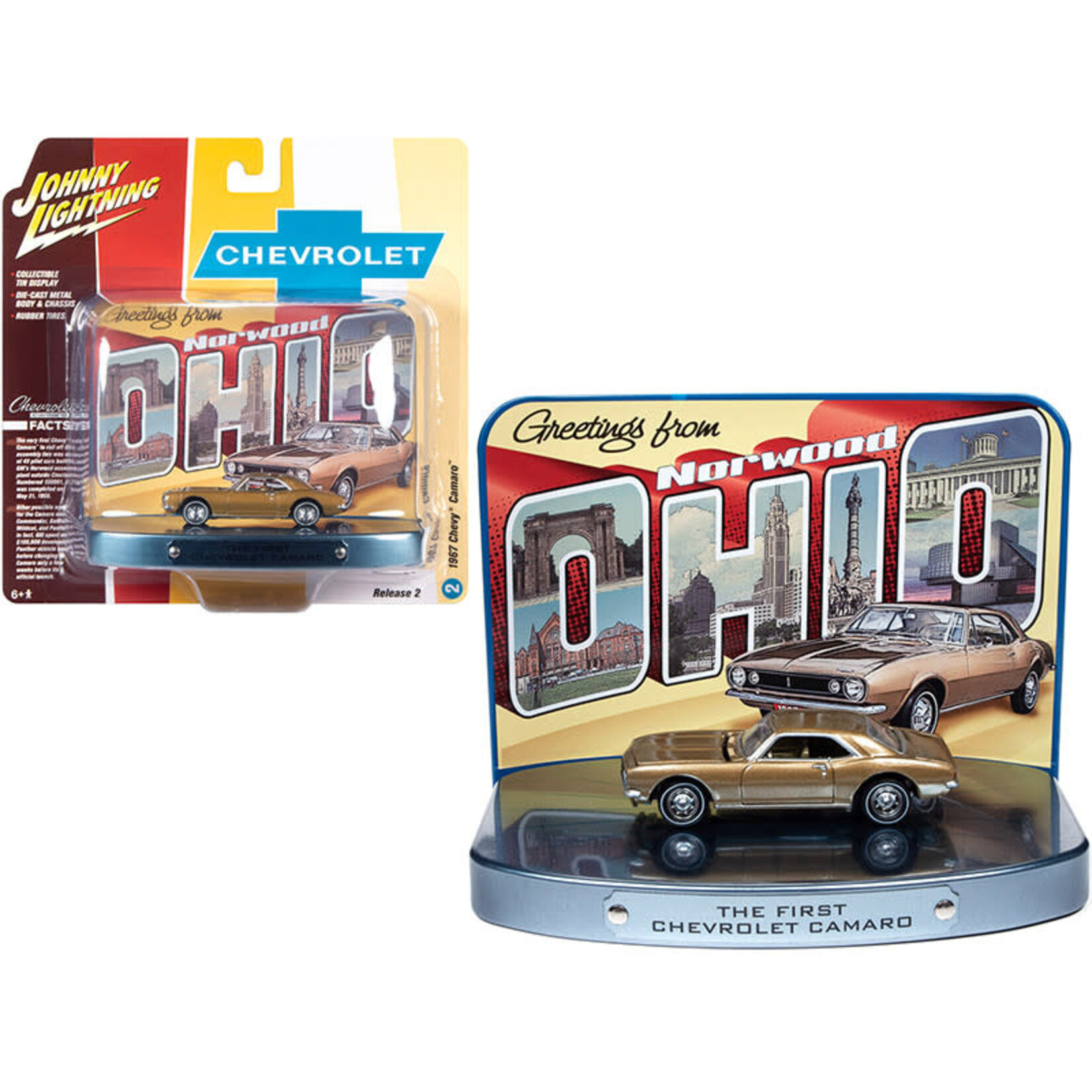 Johnny Lightning JLDR012-2 Johnny Lightning '67 Chevrolet Camaro 1:64 Diecast Diorama Tin Norwood OH