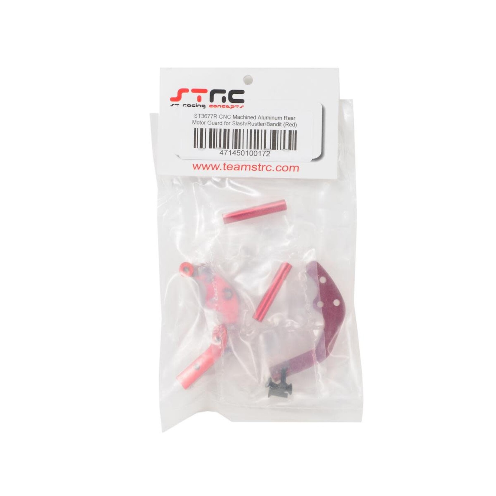 STRC SPTST3677R STRC Aluminum Rear Motor Guard for Traxxas 2WD Slash/Rustler/Stampeded (Red)