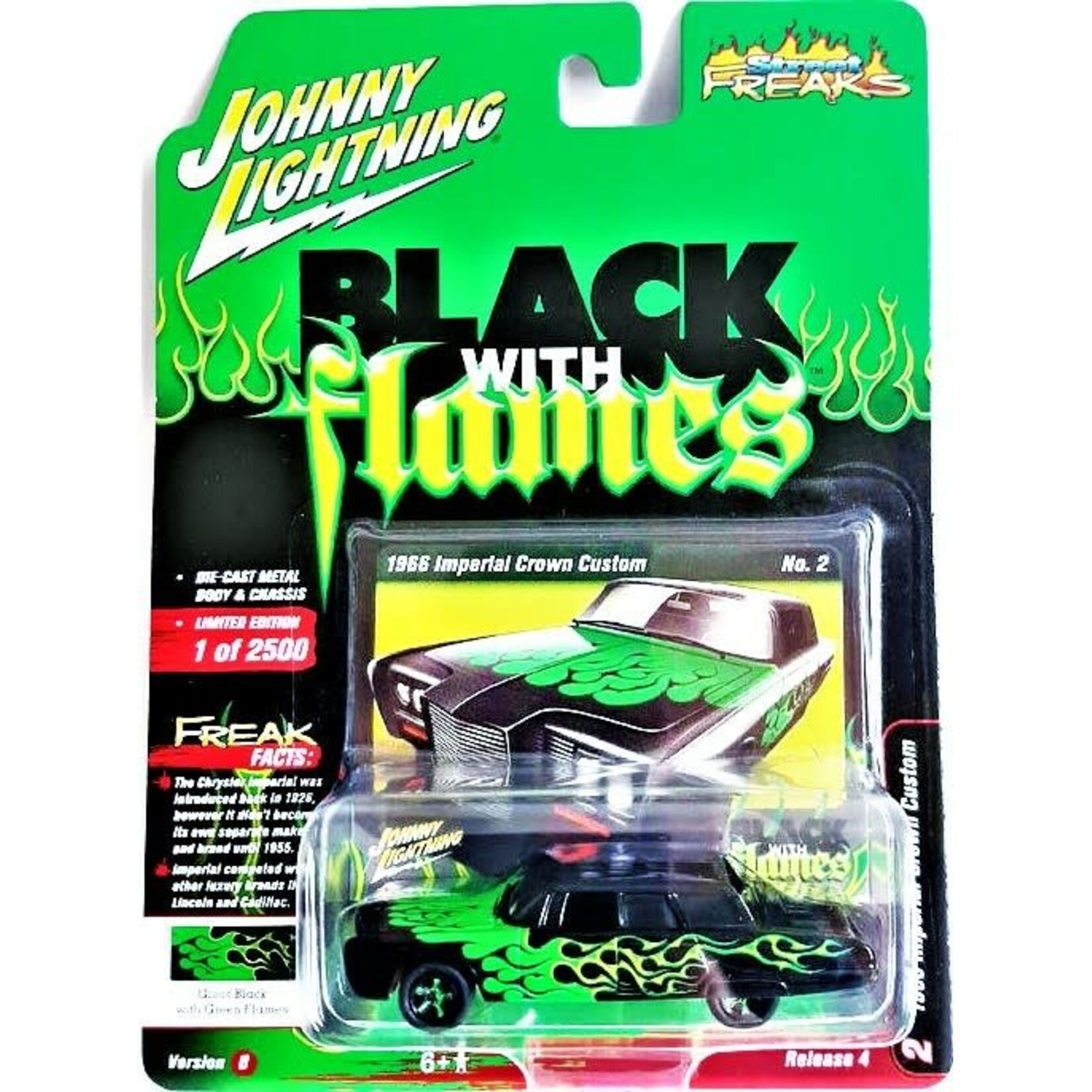 Johnny Lightning JLSF018B-2 Johnny Lightning 1966 Chrysler Imperial Crown Custom (Gloss Black w Flames)