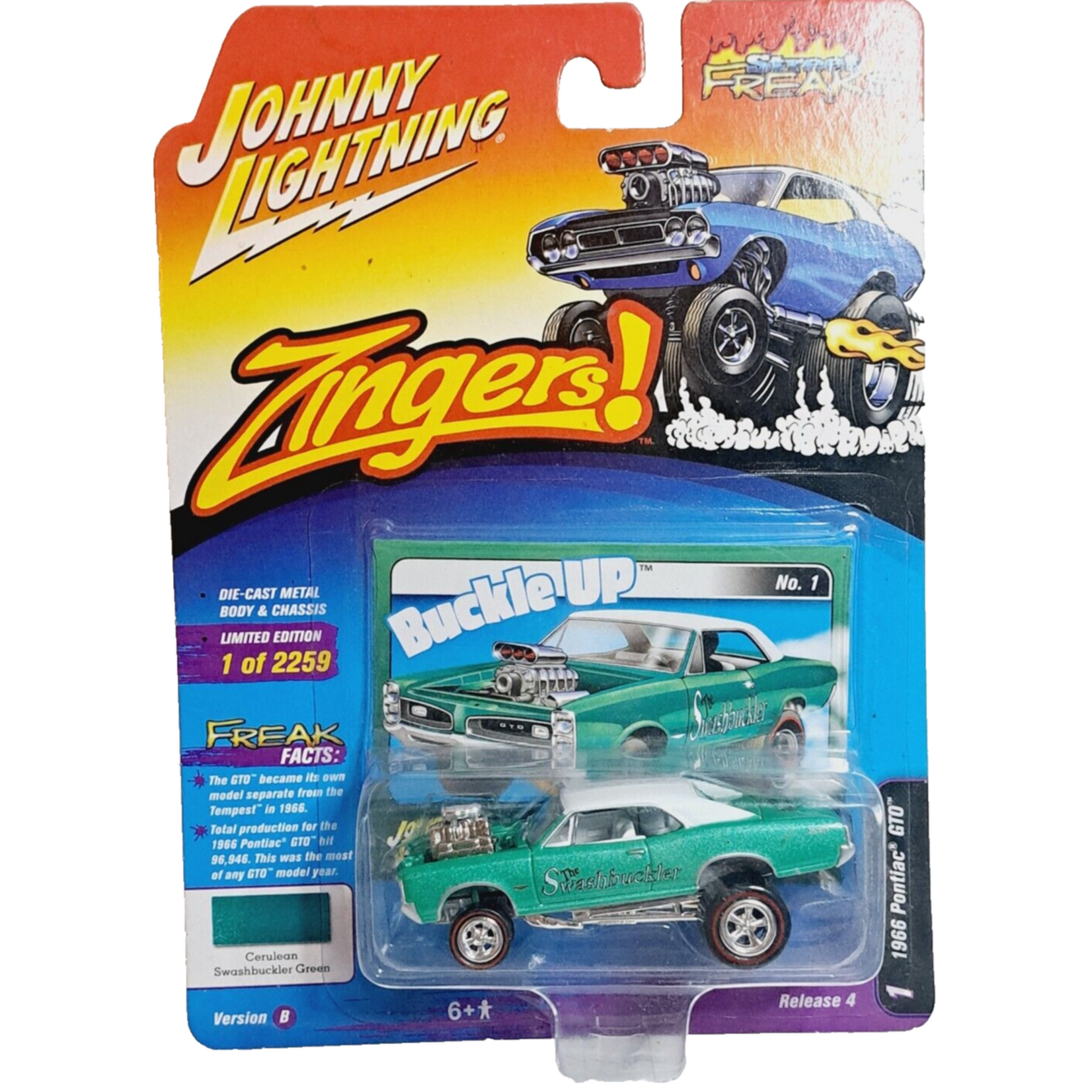 Johnny Lightning JLSF010B-1 Johnny Lightning 1966 Pontiac GTO Street Freaks Zingers