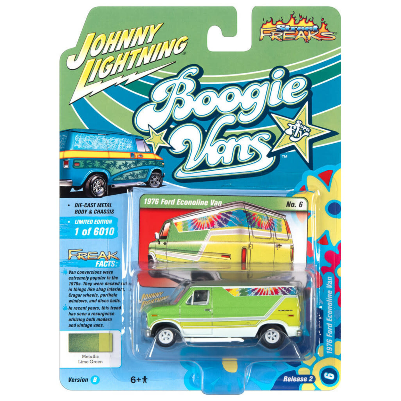Johnny Lightning JLSF020B-6 Johnny Lightning 1976 Ford Econoline Van Metallic Lime Green