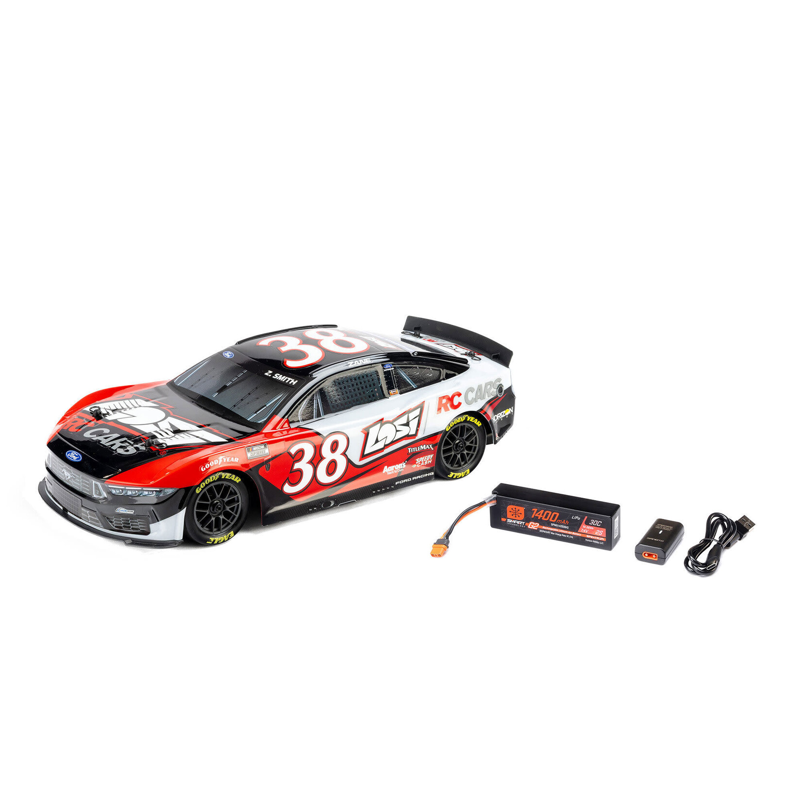 Losi LOS1122638 Losi NASCAR #38 Ford Mustang 1/12 2S AWD RTR On-Road Car (Zane Smith)