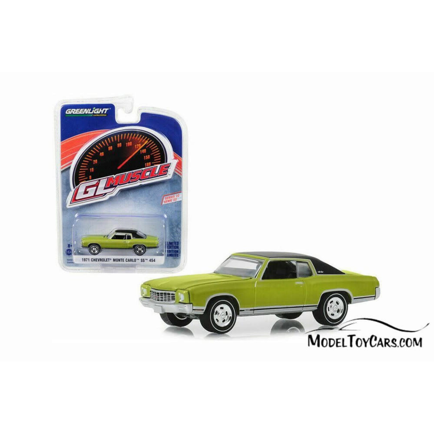 Greenlight GLT13250-D Greenlight 1971 Chevrolet Monte Carlo SS 427 Cottonwood Green GL Muscle Series 22
