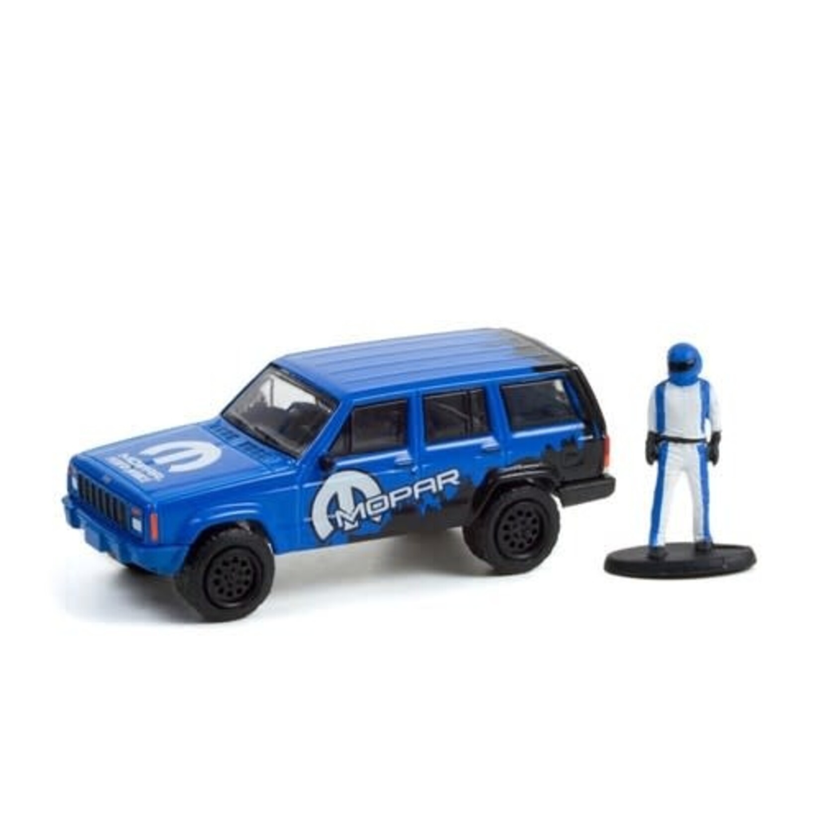 Greenlight GLT97120-E Greenlight 2001 Jeep Cherokee Sport MOPAR Off-Road With Race Car Driver The Hobby Shop Series 12