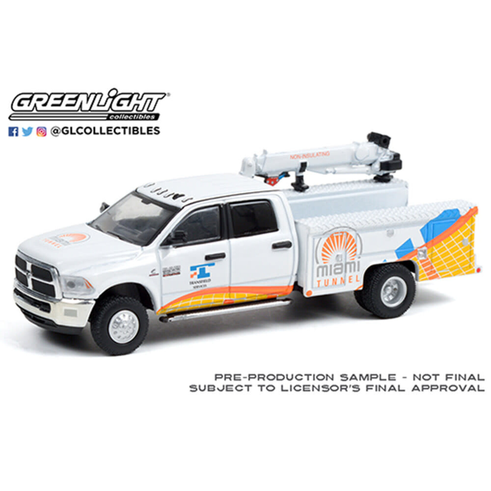 Greenlight GLT46070-C Greenlight 2015 RAM 3500 Dually Crane Truck Miami Tunnel