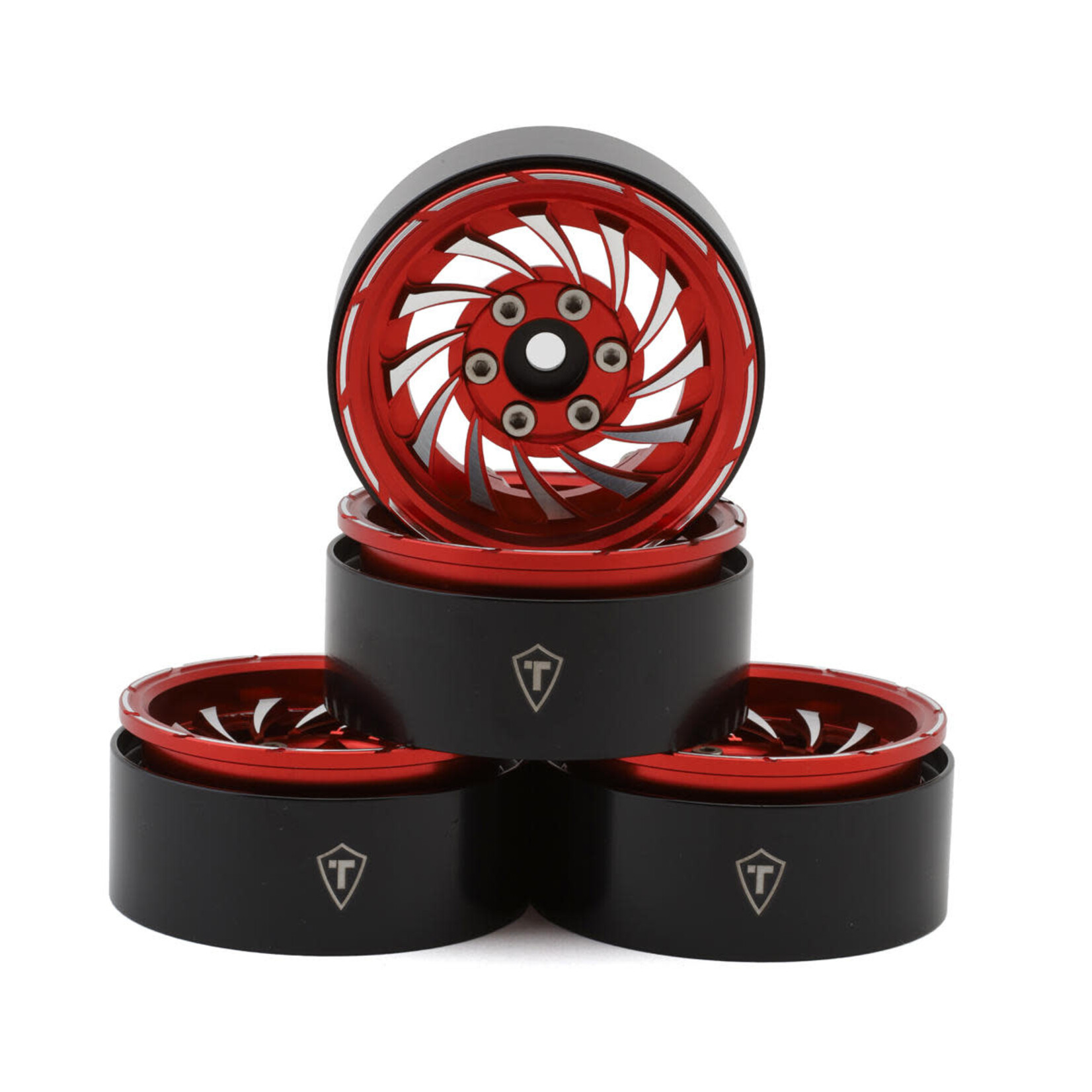 Treal Hobby TLHTWHEEL-182 Treal Hobby Cyclone 1.9 Aluminum Beadlock Wheels (Red) (4) (122.5g)