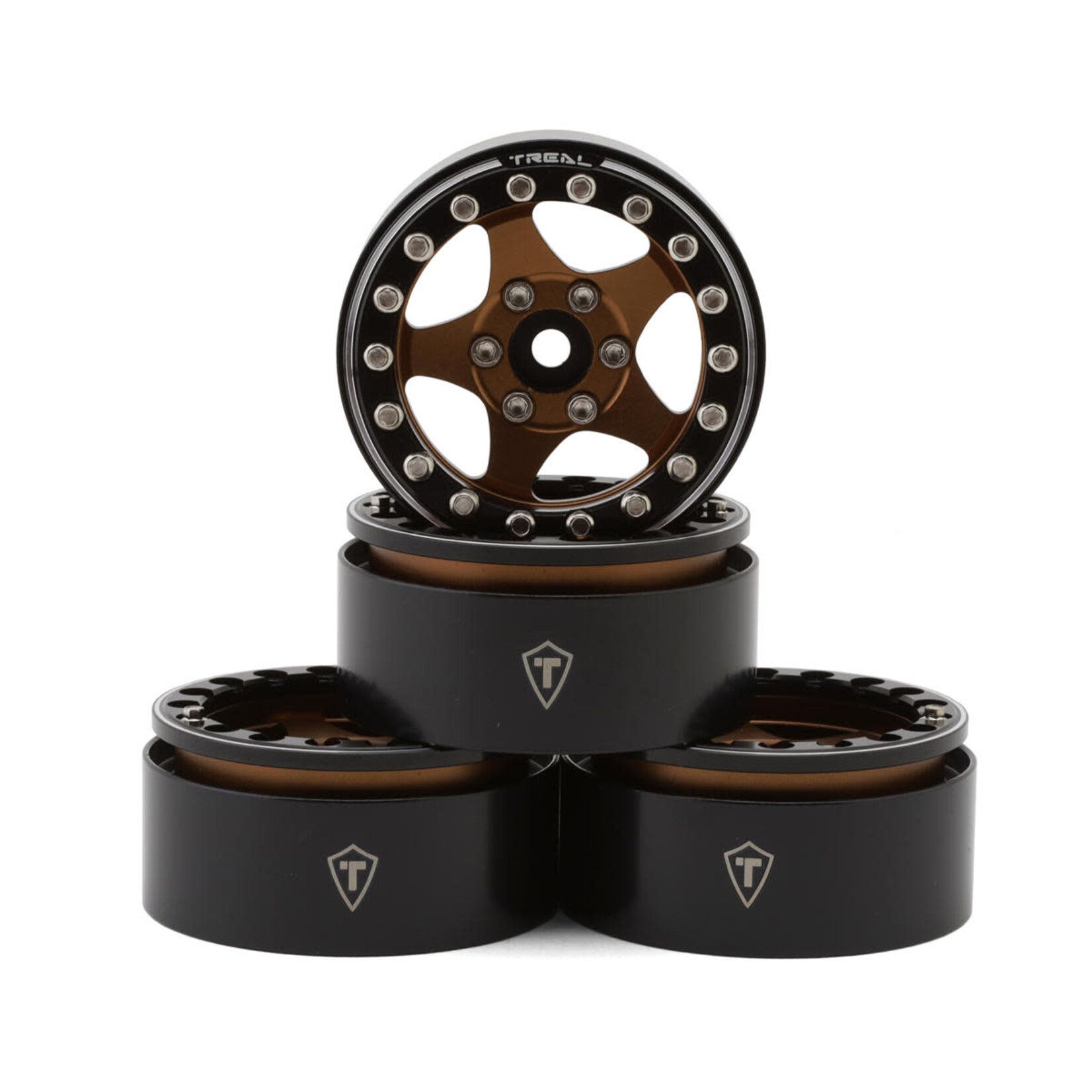 Treal Hobby TLHTWHEEL-40 Treal Hobby 1.9 Type E Classic 5-Spoke Beadlock Wheels (Bronze/Black) (4) (126g