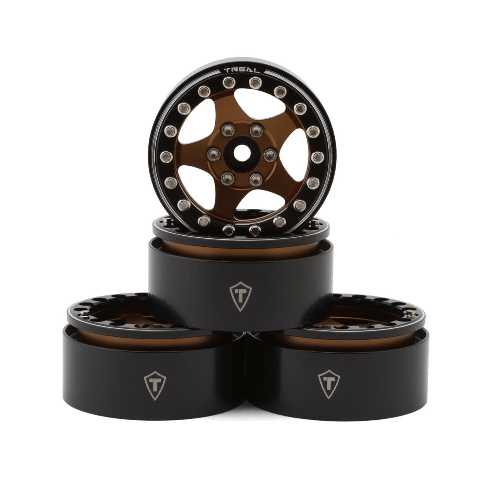 Treal Hobby TLHTWHEEL-40 Treal Hobby 1.9 Type E Classic 5-Spoke Beadlock Wheels (Bronze/Black) (4) (126g