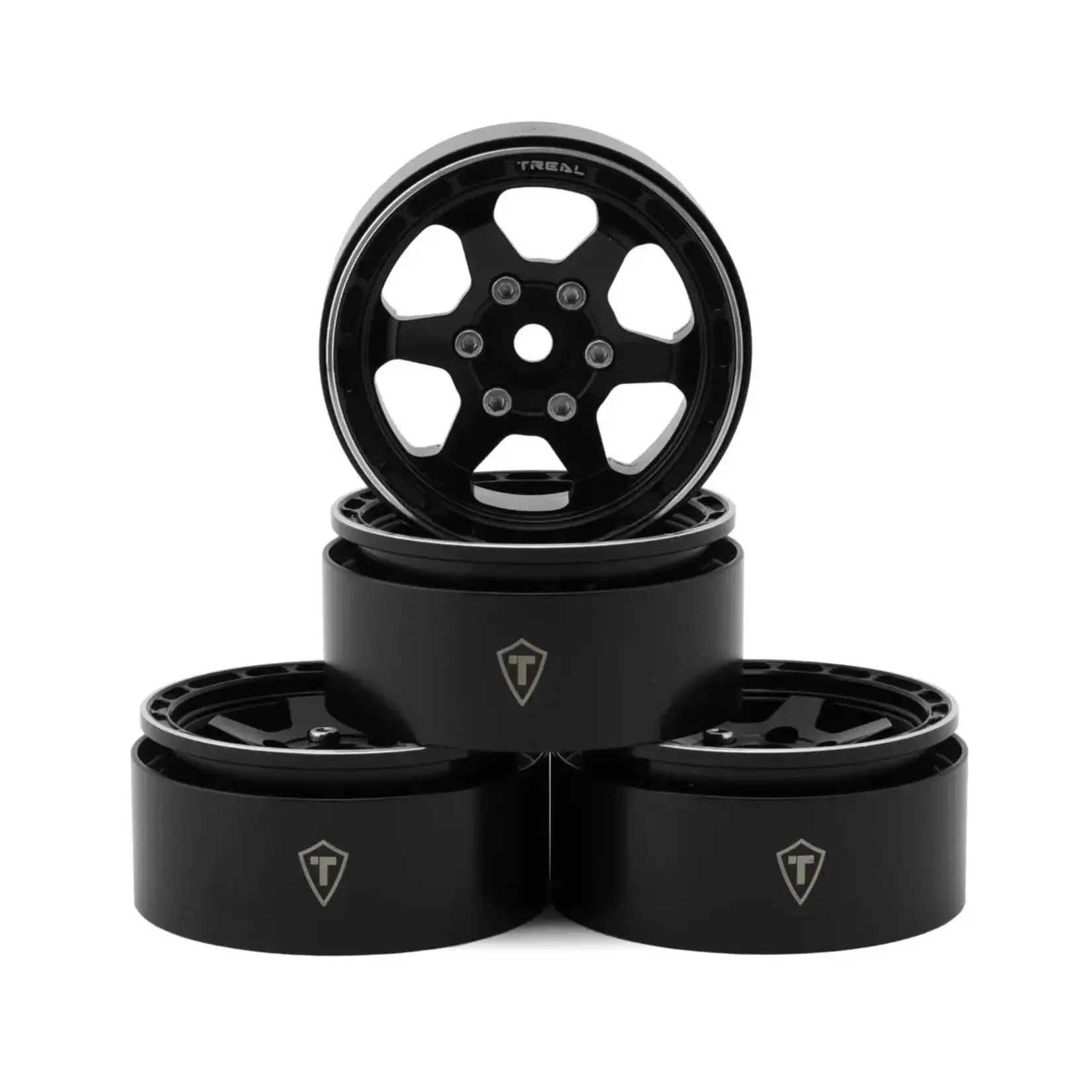 Treal Hobby TLHTWHEEL-68 Treal Hobby Type H 1.9 6-Spoke Beadlock Wheels (Black) (4)