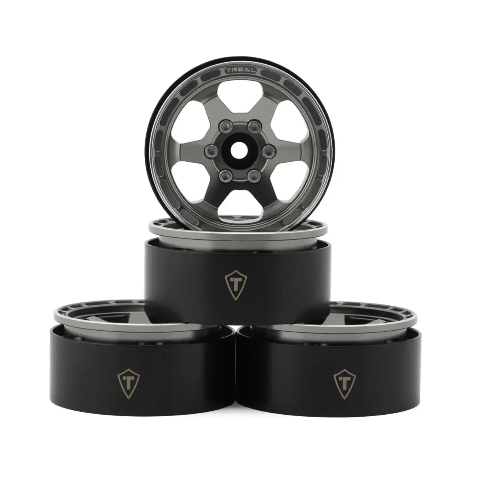 Treal Hobby TLHTWHEEL-70 Treal Hobby Type H 1.9 6-Spoke Beadlock Wheels (Grey) (4)