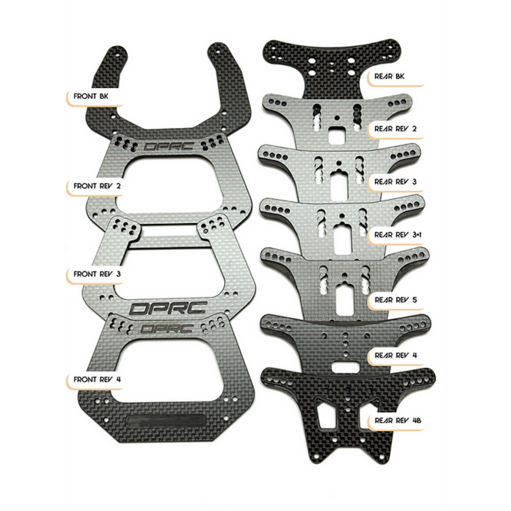 Dragon Punch RC CDP10V4TS-BB3 3mm DPRC RC10 V4 Big Bore Shock Towers (23mm/27.5mm) V4 Front and V3 Rear