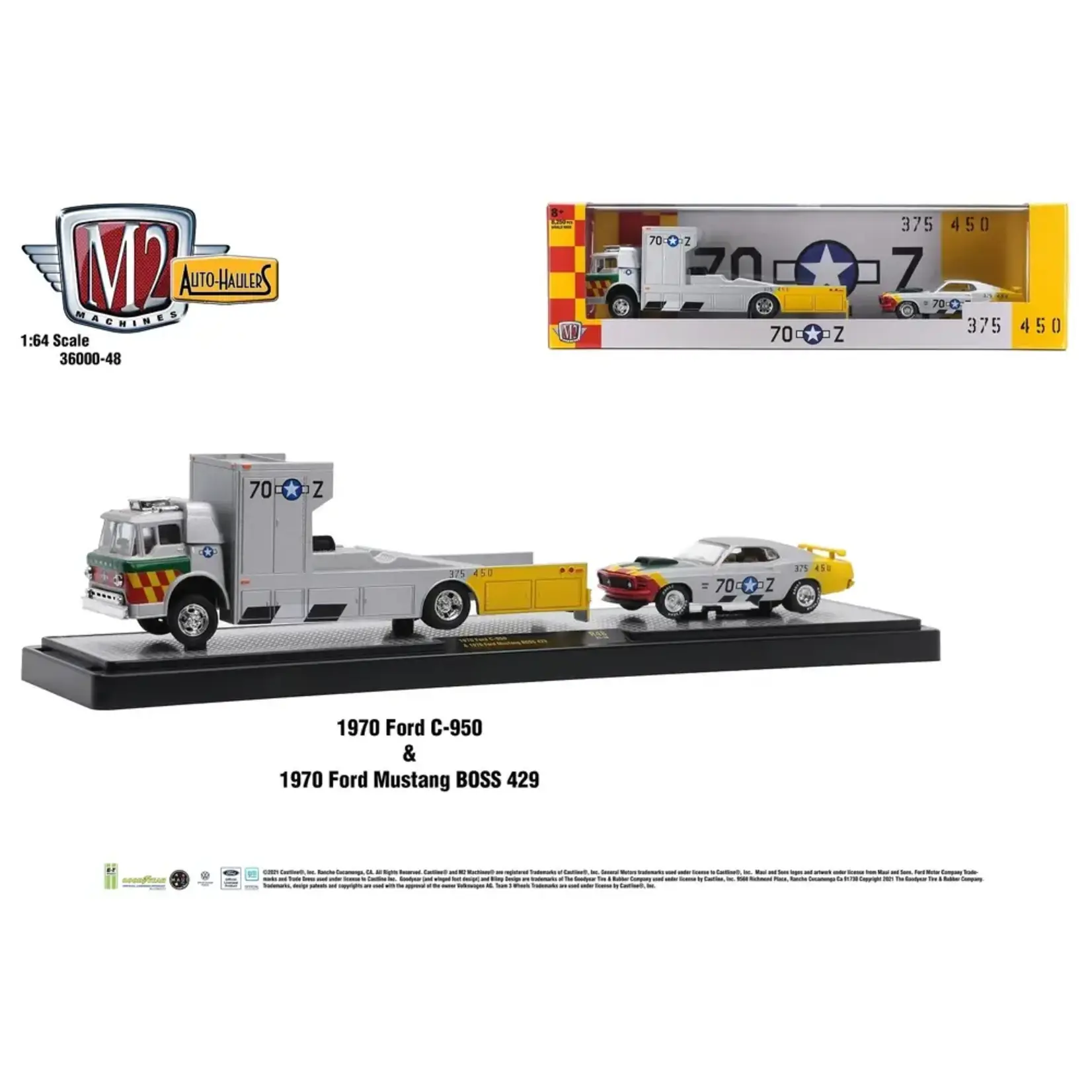 M2 Machines M2-36000-R48-21-16 M2 Machines 1970 Ford C-950 With 1970 Ford Mustang Boss 429 Auto-Haulers