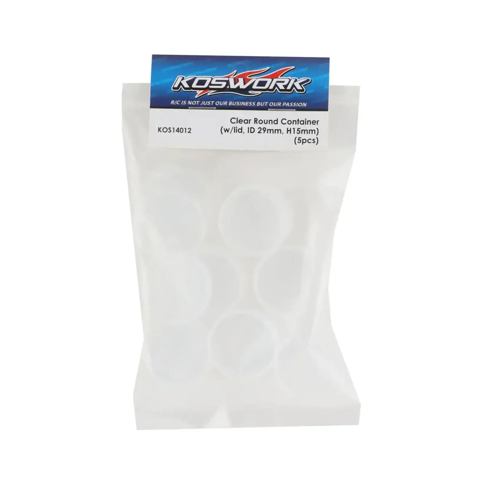 Avid RC KOS14012 Kosworks 29x15mm Clear Round Containers w/Lids (5)