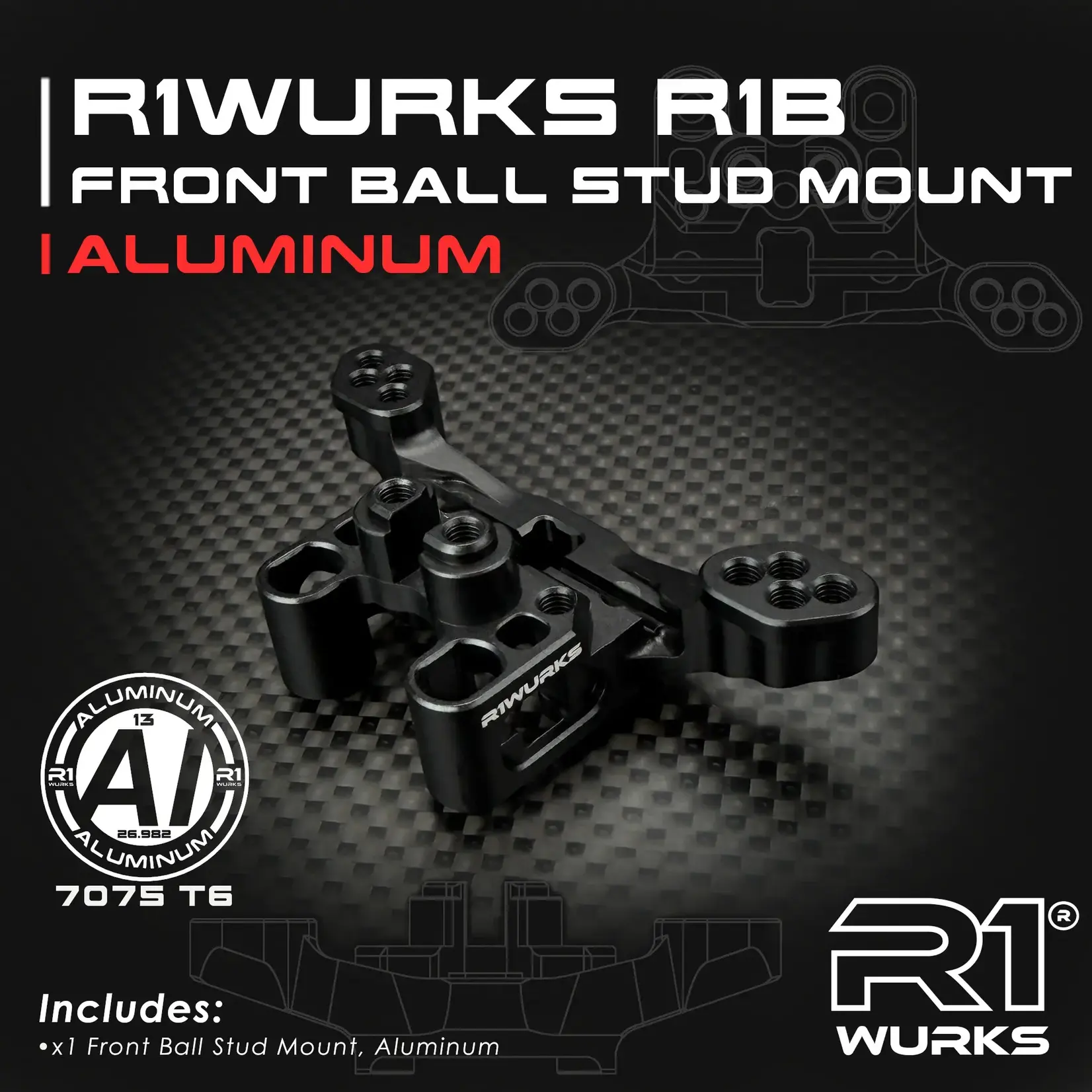R1 R1-920336 R1WURKS R1B Front Ball Stud Mount, Aluminum