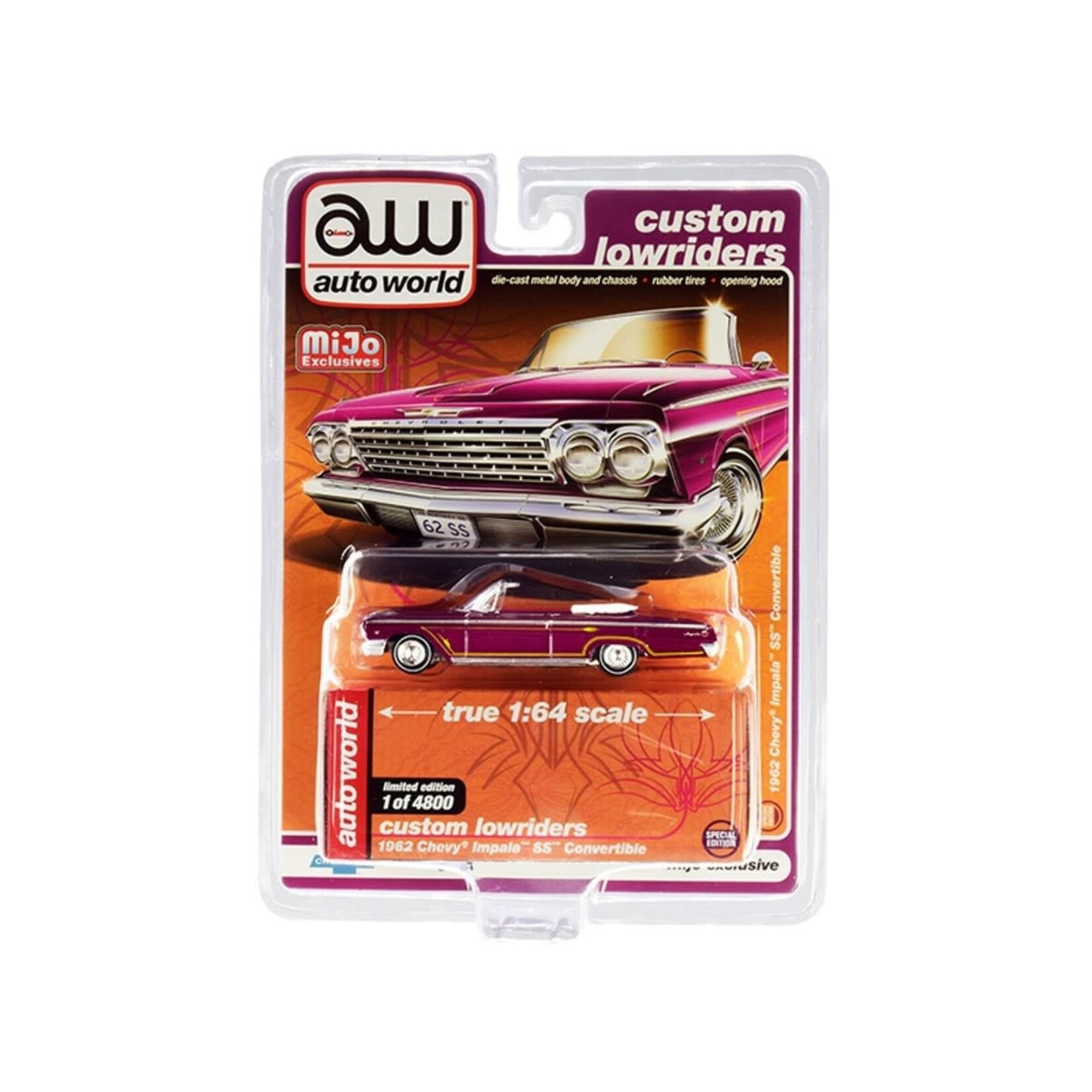 Auto World CP7663 Auto World 1962 Chevrolet Impala SS Convertible Plum MIJO Exclusive