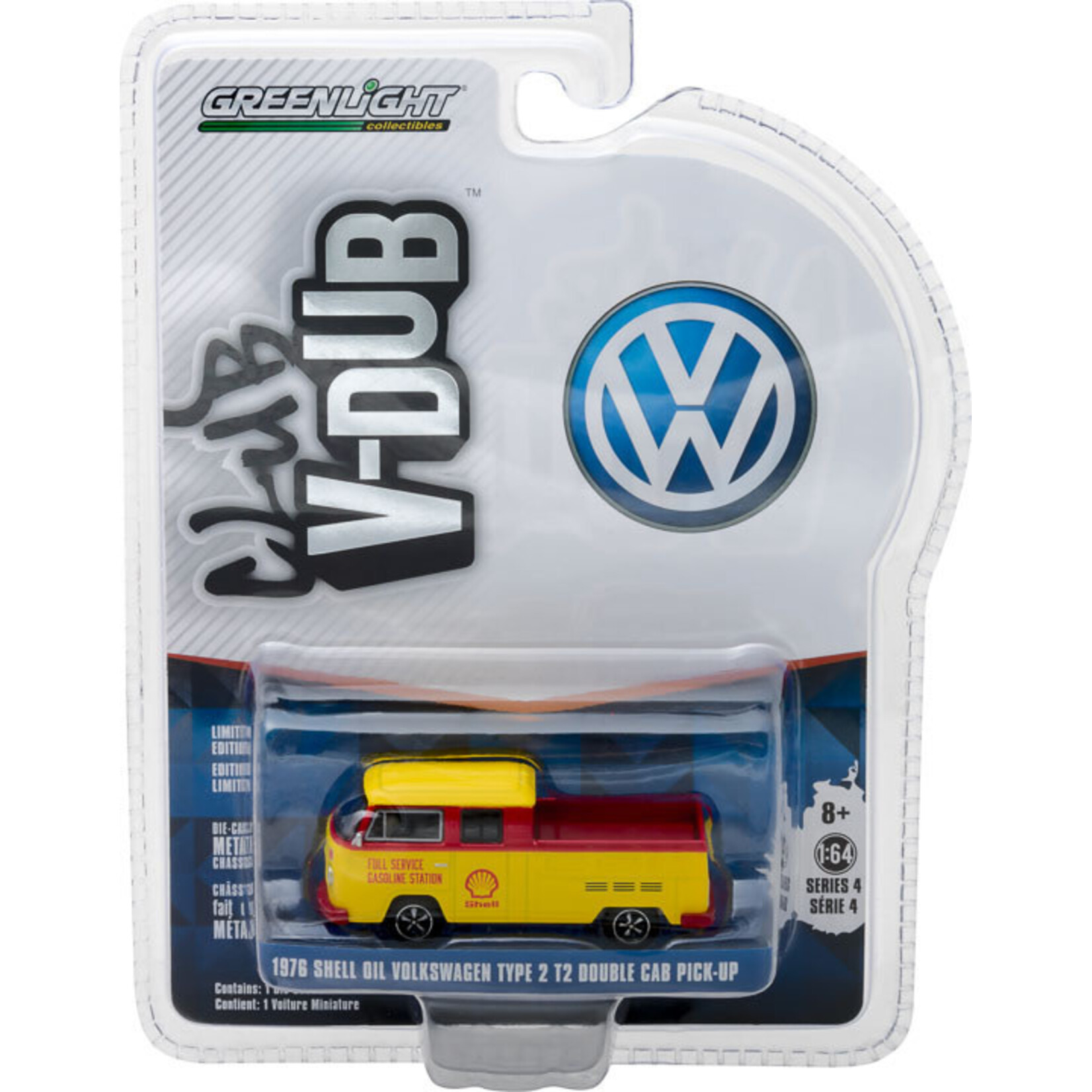Greenlight GLT29860-F Greenlight 1976 Volkswagen Type 2 T2 Double Cab Pickup Shell Oil Club Vee-Dub Series 4
