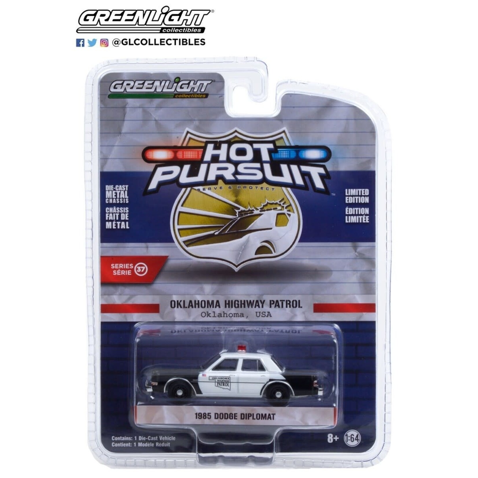 Greenlight GLT42950-C Greenlight 1985 Dodge Diplomat Oklahoma Highway Patrol Hot Pursuit Series 37
