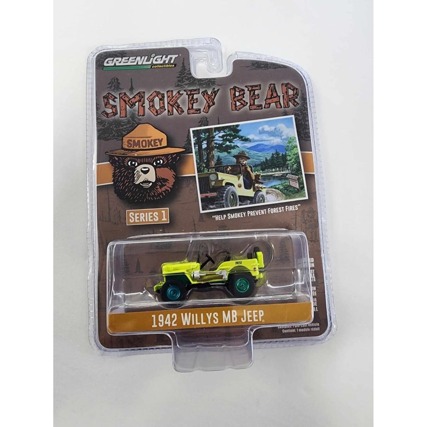Greenlight GLT38020-A-CHASE Greenlight 1942 Willys MB Jeep Help Smokey Prevent Forest Fires Smokey Bear Series 1