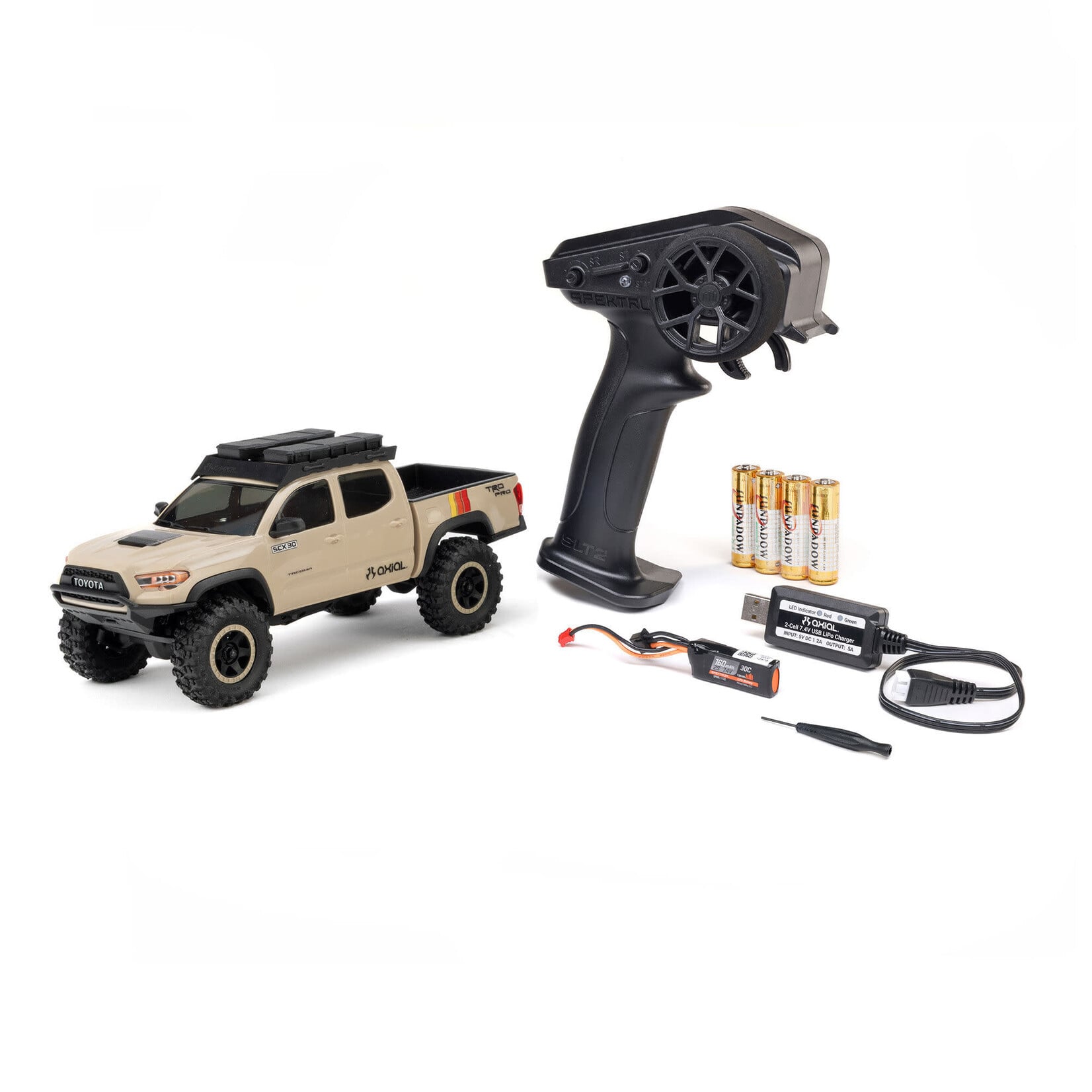 Axial AXI-3289T2 1/30 SCX30 Toyota Tacoma TRD Pro Overland Edition 4X4 RTR Brushed Rock Crawler (Battery & Charger Included), Tan