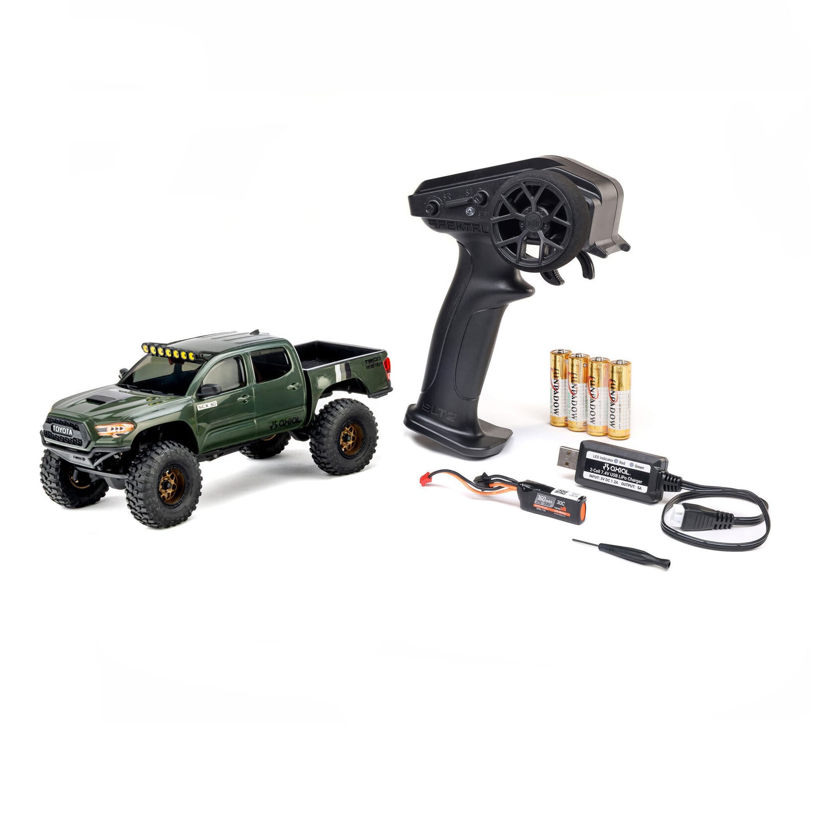 Axial AXI-3289T1 1/30 SCX30 Toyota Tacoma TRD Pro Extreme Off-Road 4X4 RTR Brushed Rock Crawler (Battery & Charger Included), Green