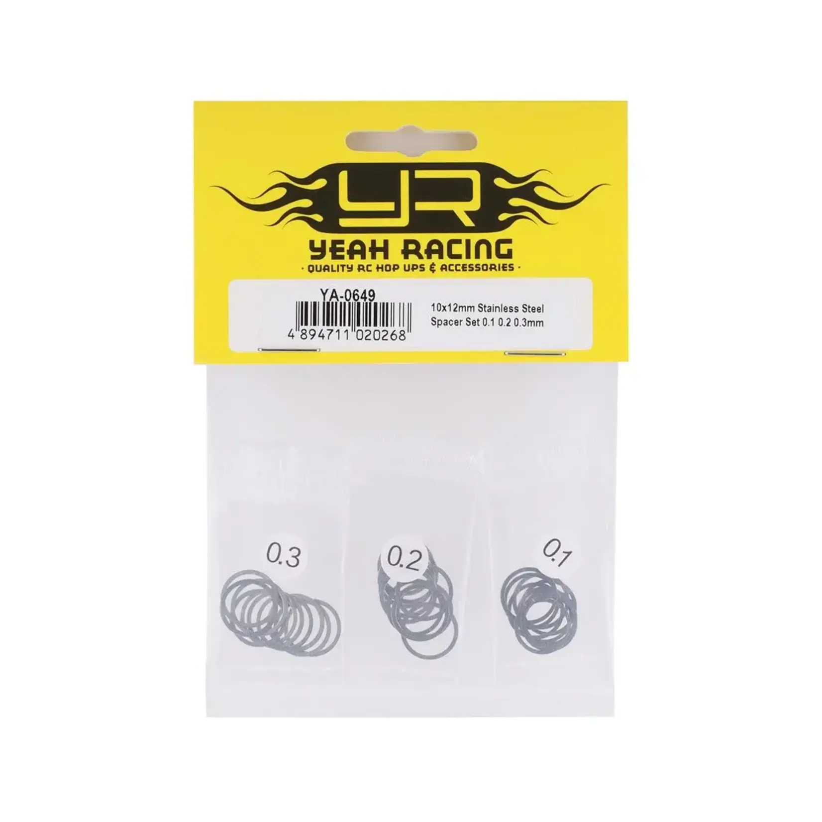 Yeah Racing YEA-YA-0649 Yeah Racing 10x12mm Stainless Steel Shim Set (30) (0.1, 0.2, 0.3mm)