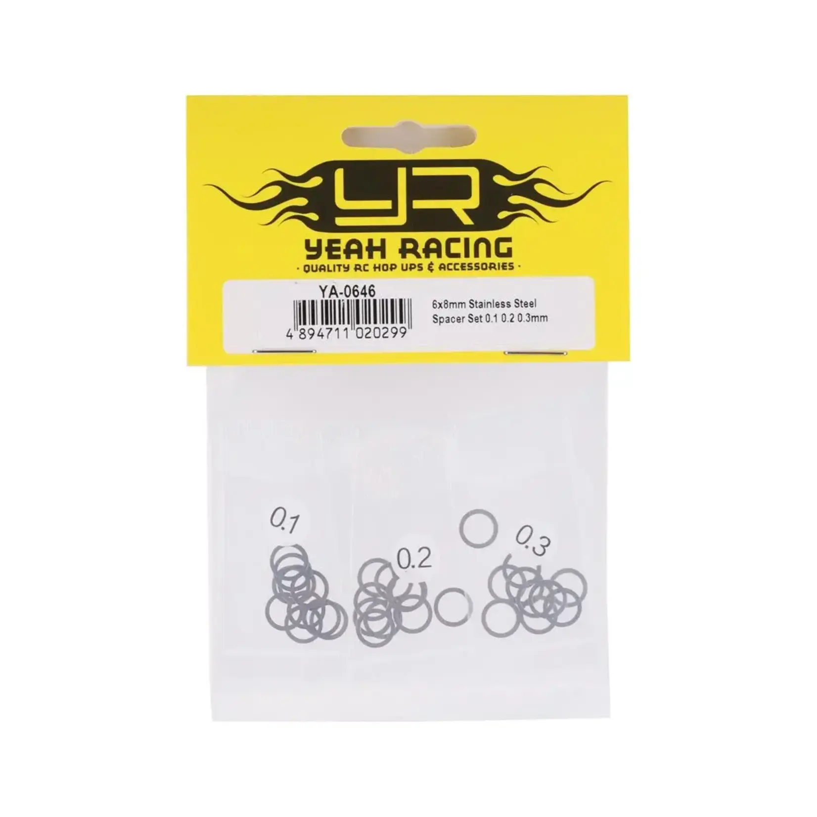 Yeah Racing YEA-YA-0646 Yeah Racing 6x8mm Stainless Steel Shim Set (30) (0.1, 0.2, 0.3mm)
