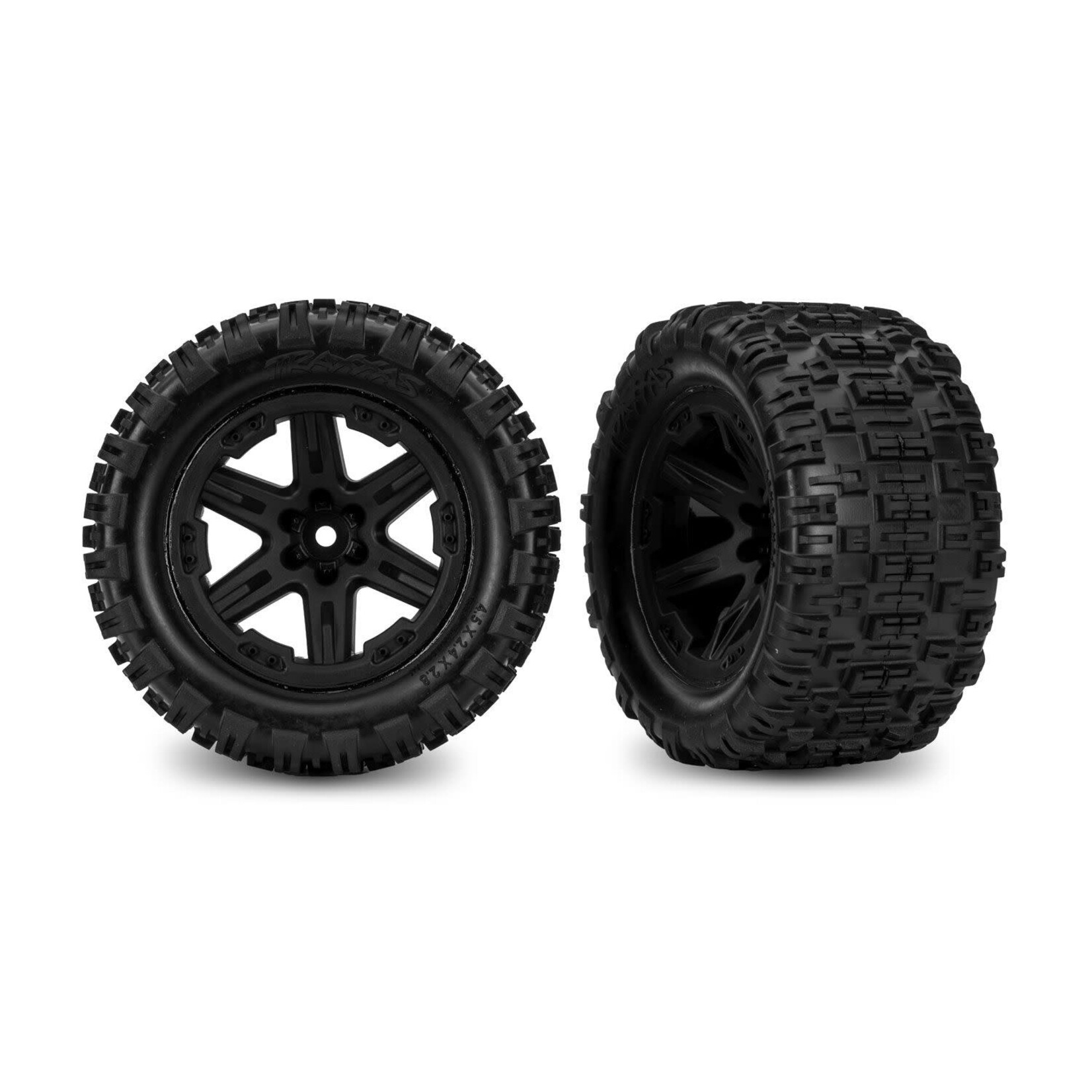 Traxxas TRA9170-BLK Traxxas VX3 4X4 Tires & Wheels Assembled Glued (2.8") (Rxt Black Wheels Sledgehammer St Tires Foam Inserts) (4Wd Front And Rear 2Wd Electric Front Only) (2) (Tsm Rated)