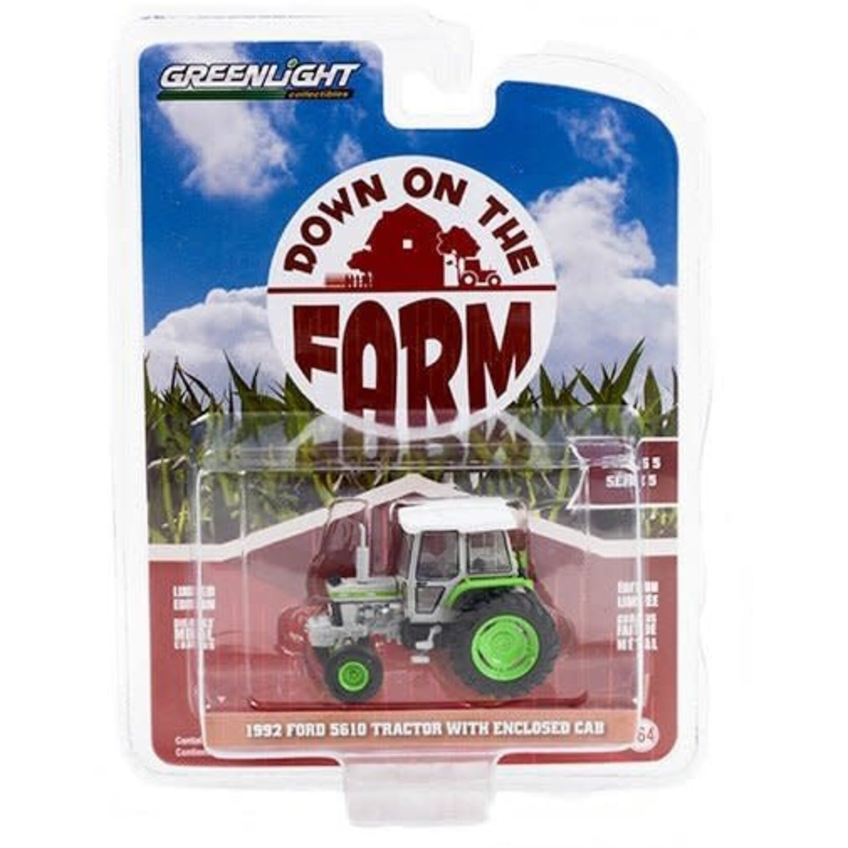 Greenlight GLT48050-F Greenlight 1992 Ford 5610 Tractor With Enclosed Cab Green And Gray Down On The Farm Series 5